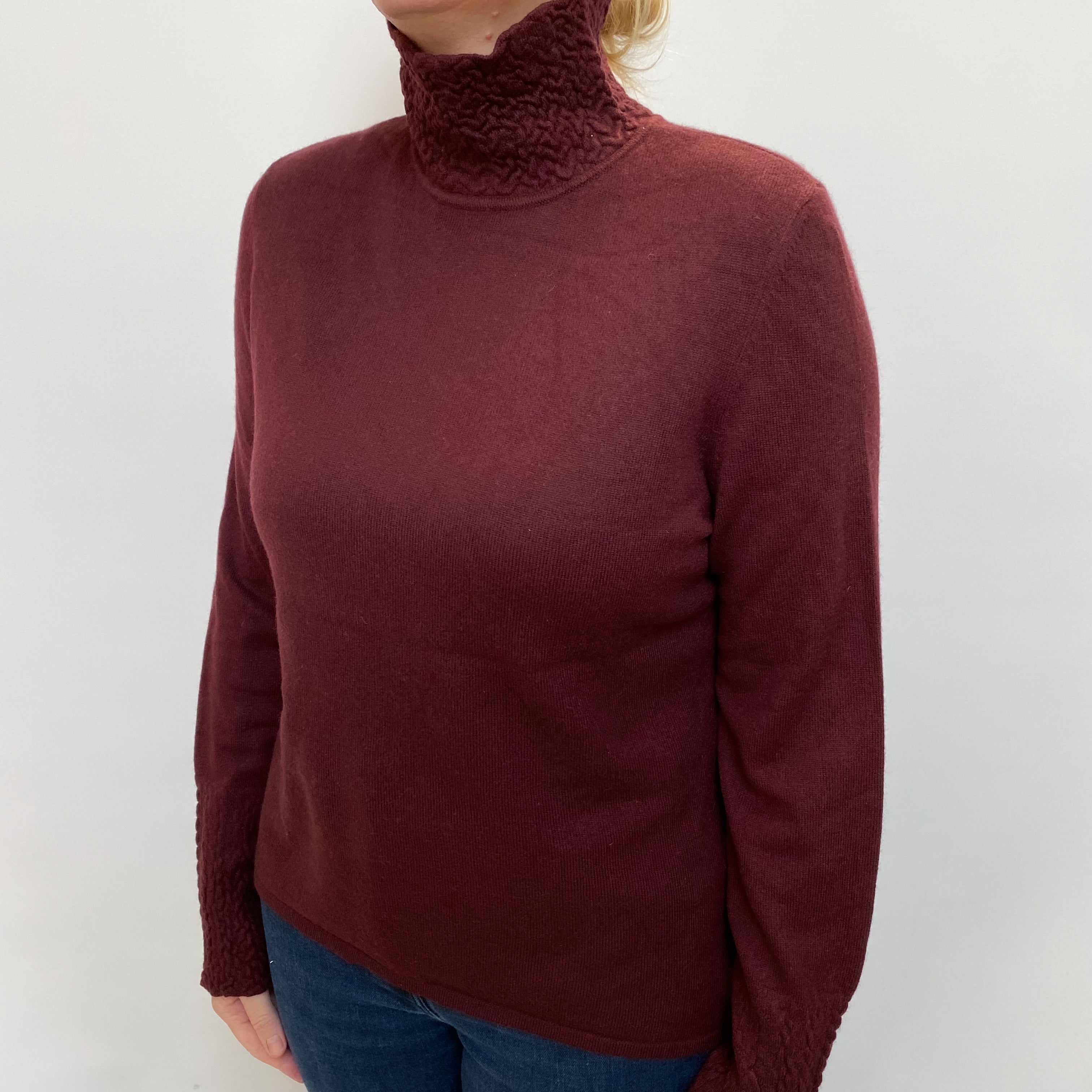 Port Red Cashmere Turtle Neck Jumper Large