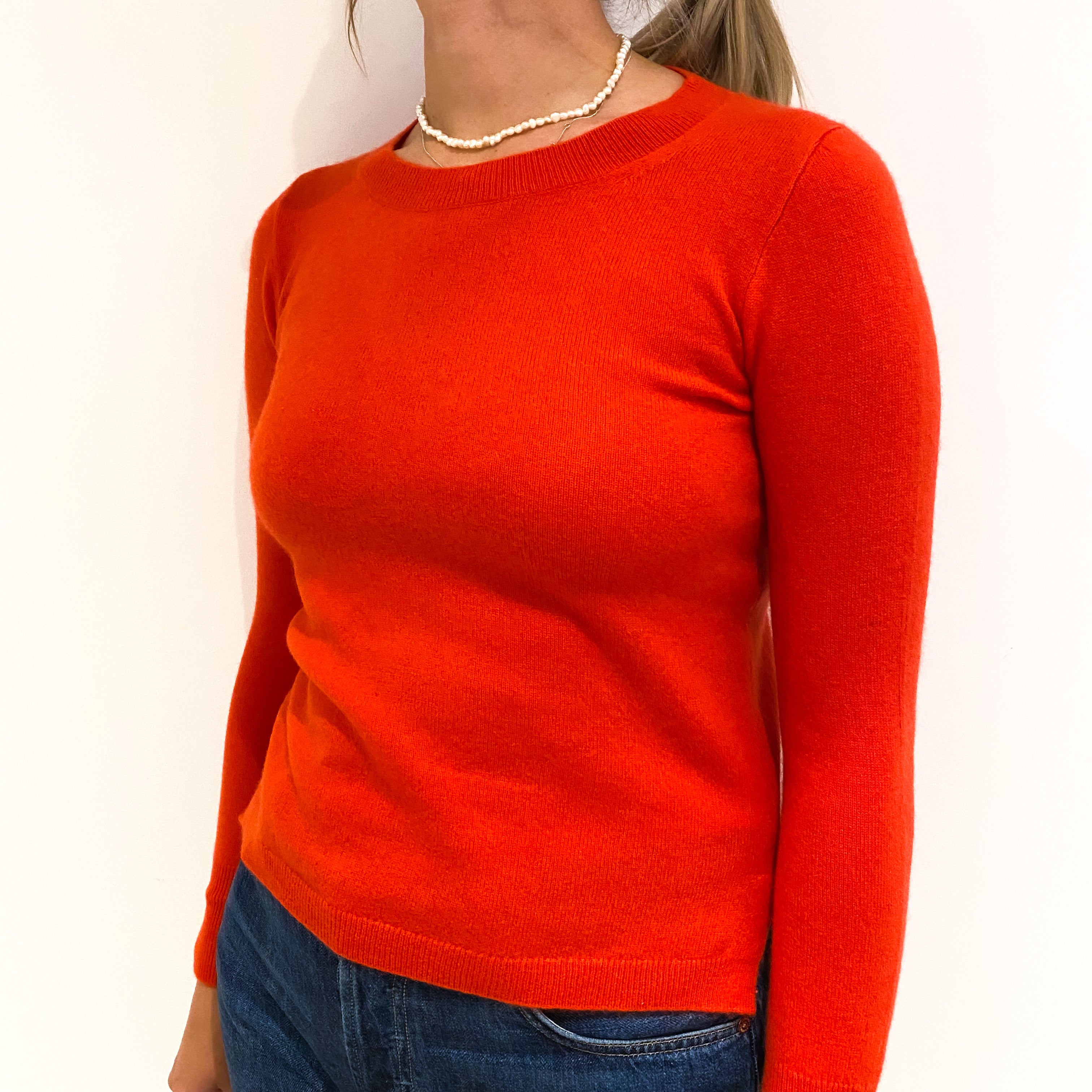 Scarlet Red Cashmere Crew Neck Jumper Small