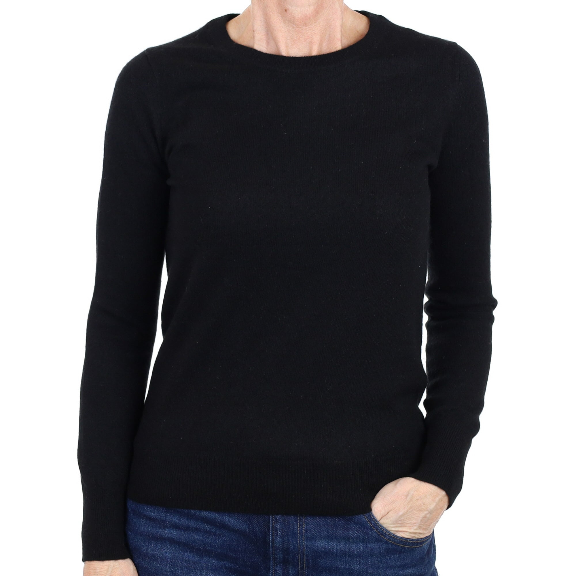 Black Cashmere Crew Neck Jumper Small