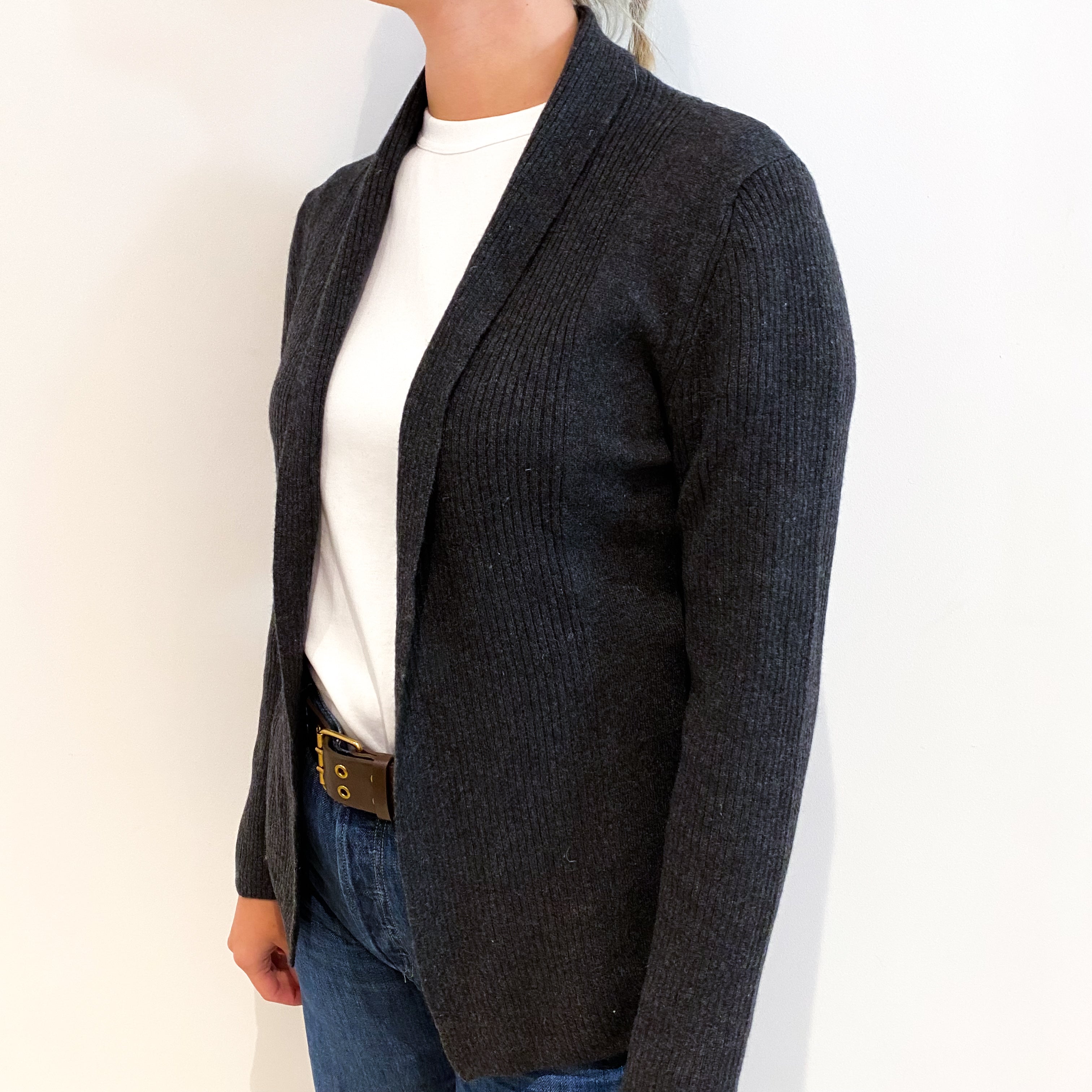 Slate Grey Cashmere Edge to Edge Cardigan Small