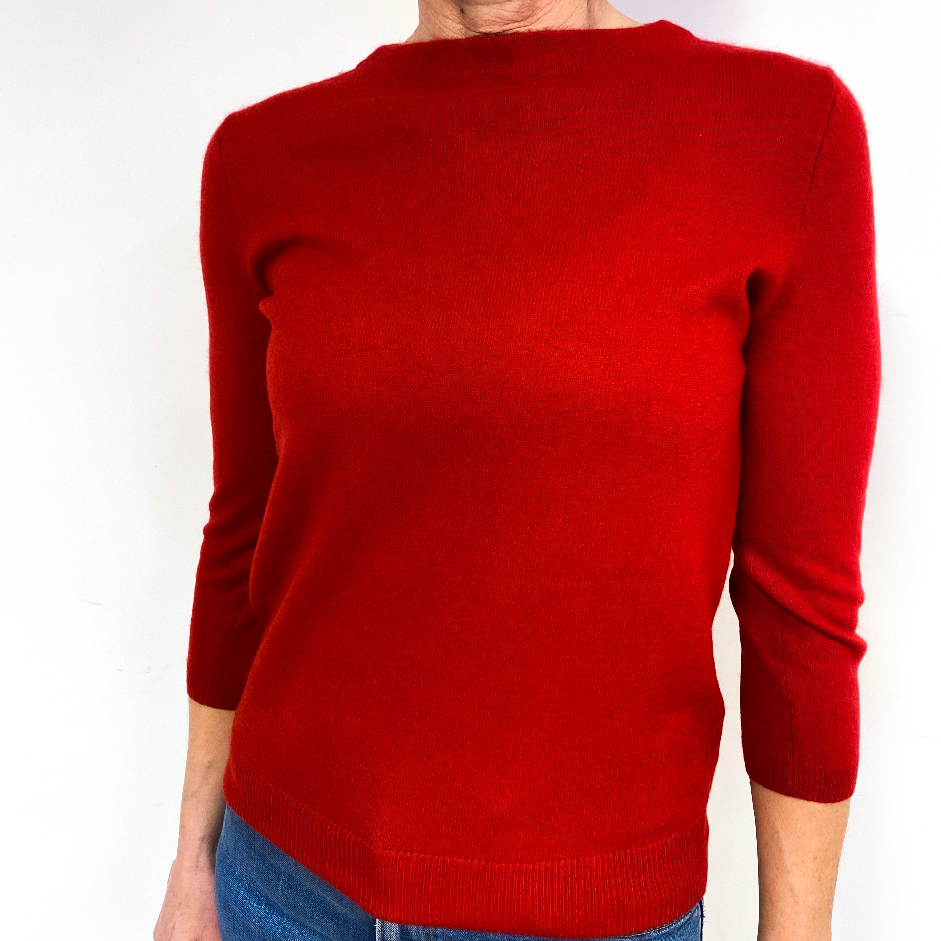 Scarlett Red Cashmere Crew Neck Jumper Medium