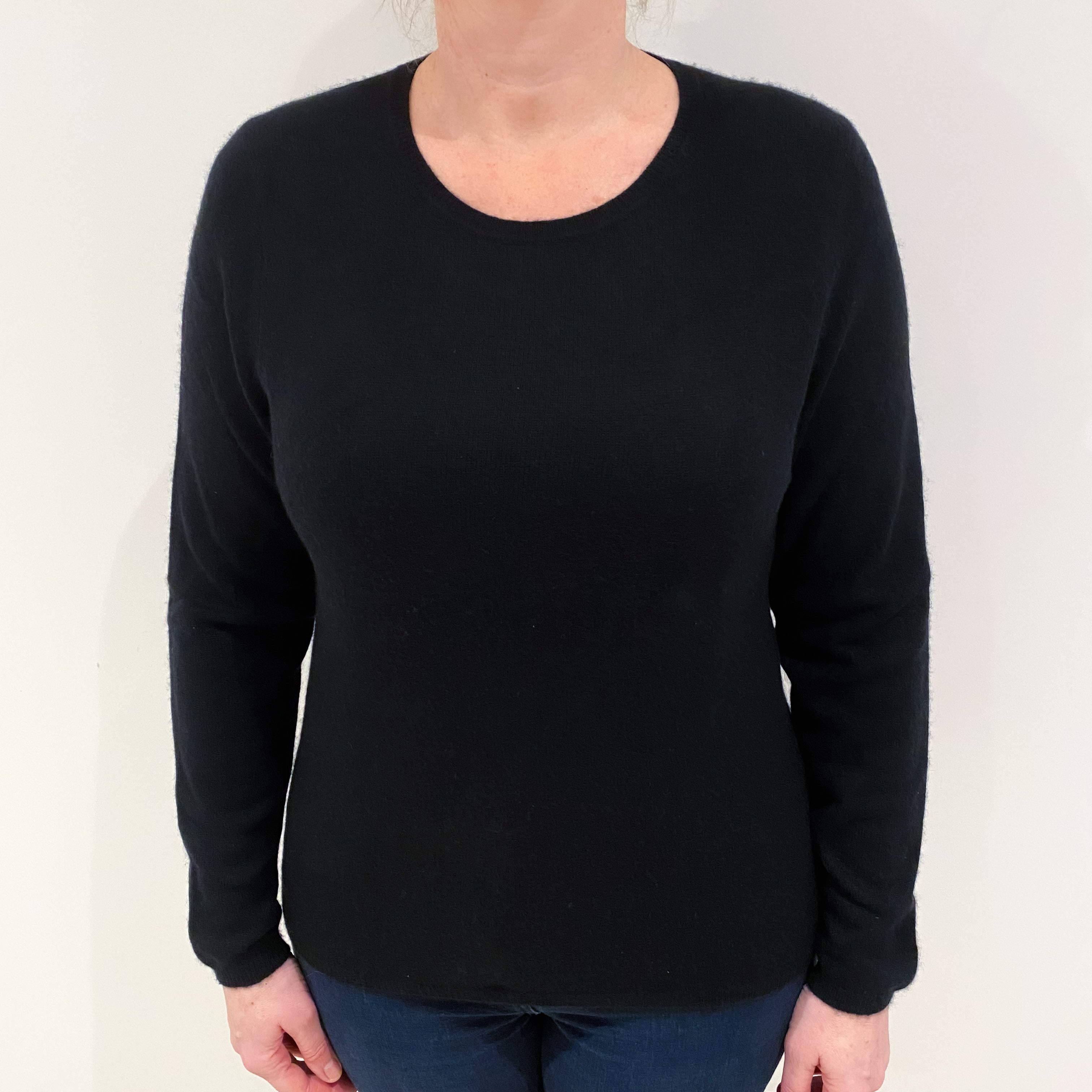 Black Cashmere Crew Neck Jumper Large