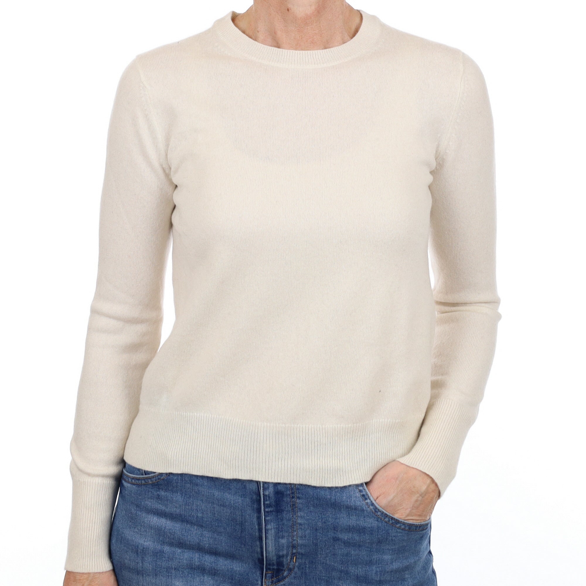 Vanilla Cream Cashmere Crew Neck Jumper Small