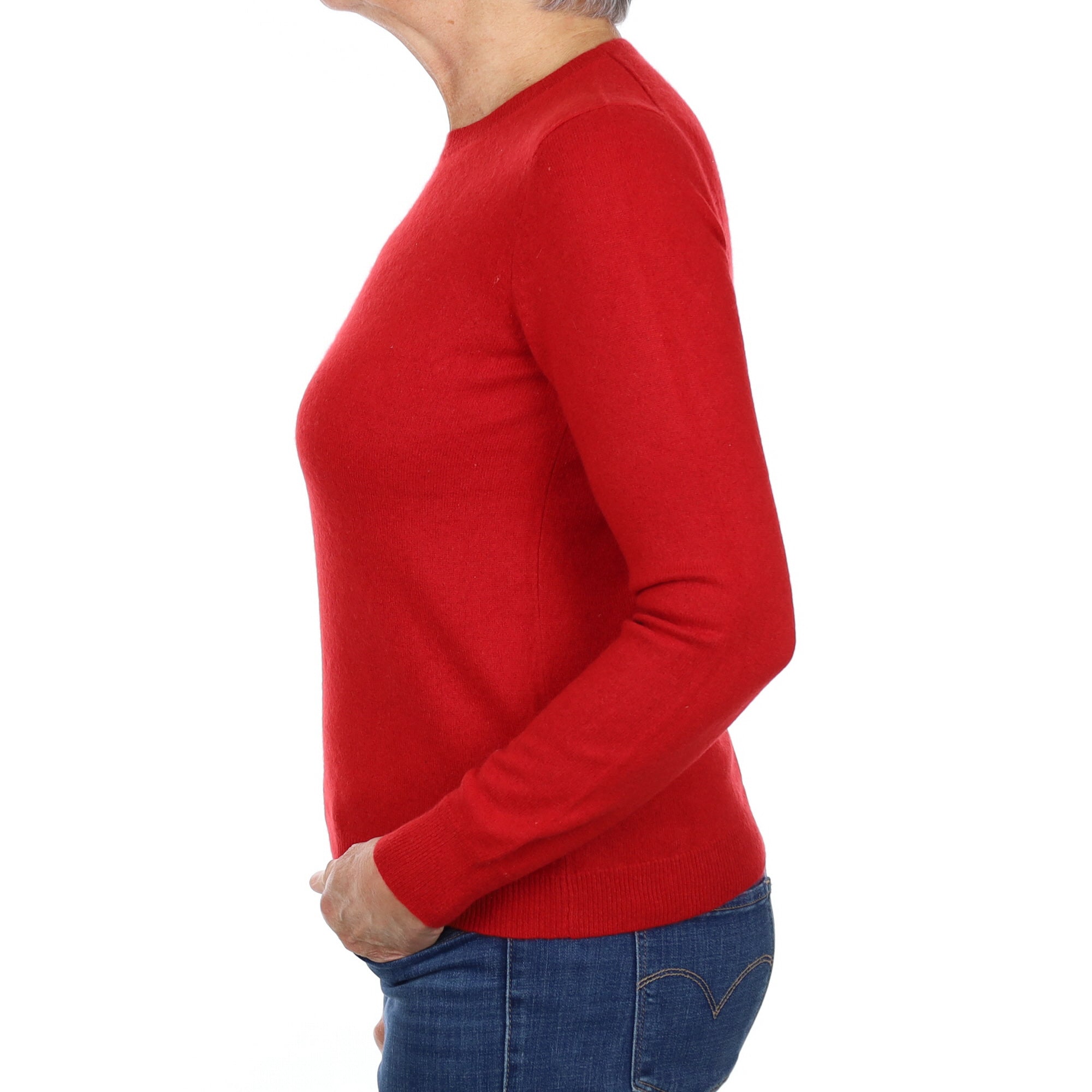 Scarlet Red Cashmere Crew Neck Jumper Medium