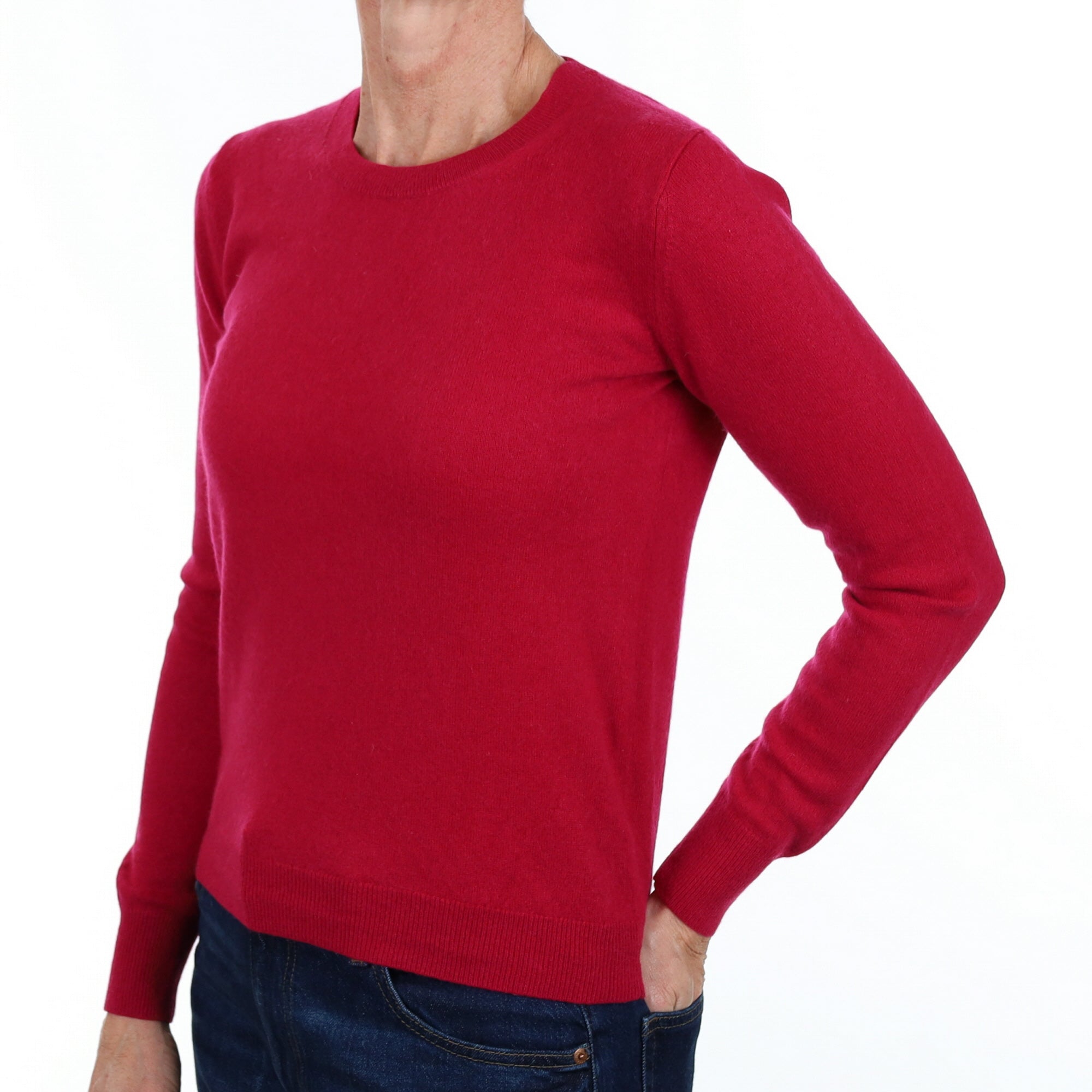 Cherry Pink Cashmere Crew Neck Jumper Small