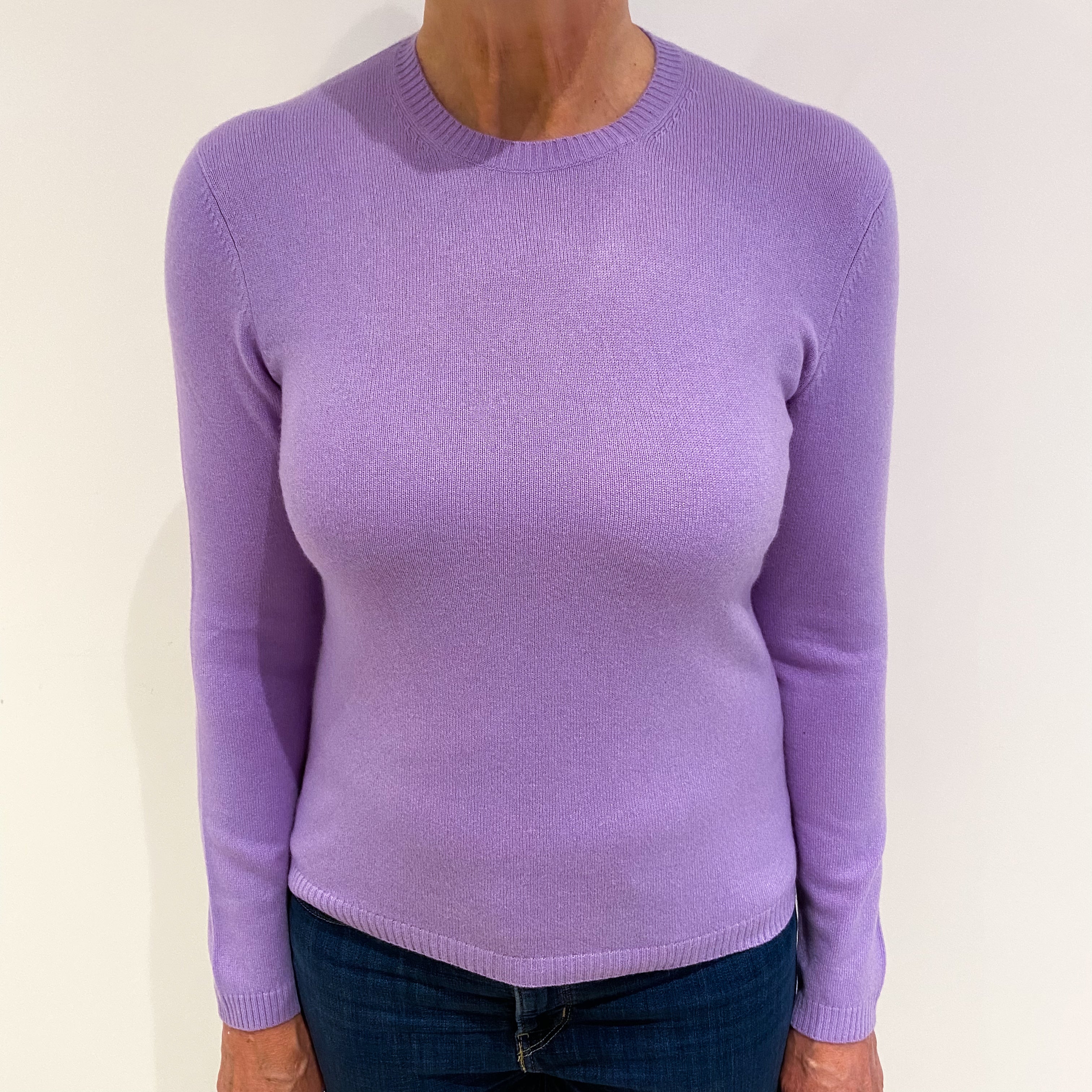 Lavender Purple Cashmere Crew Neck Jumper Medium