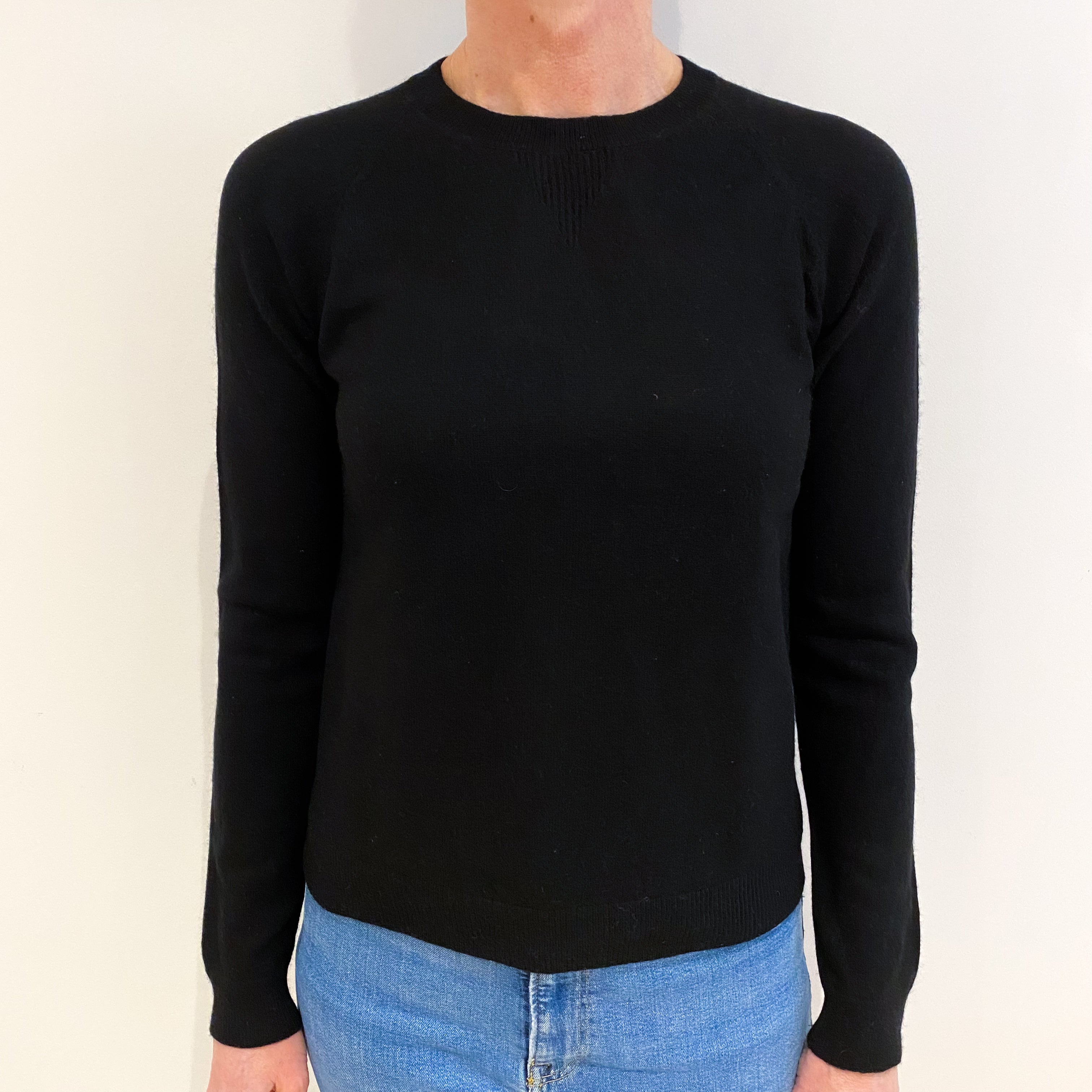 Black Cashmere Crew Neck Jumper Small