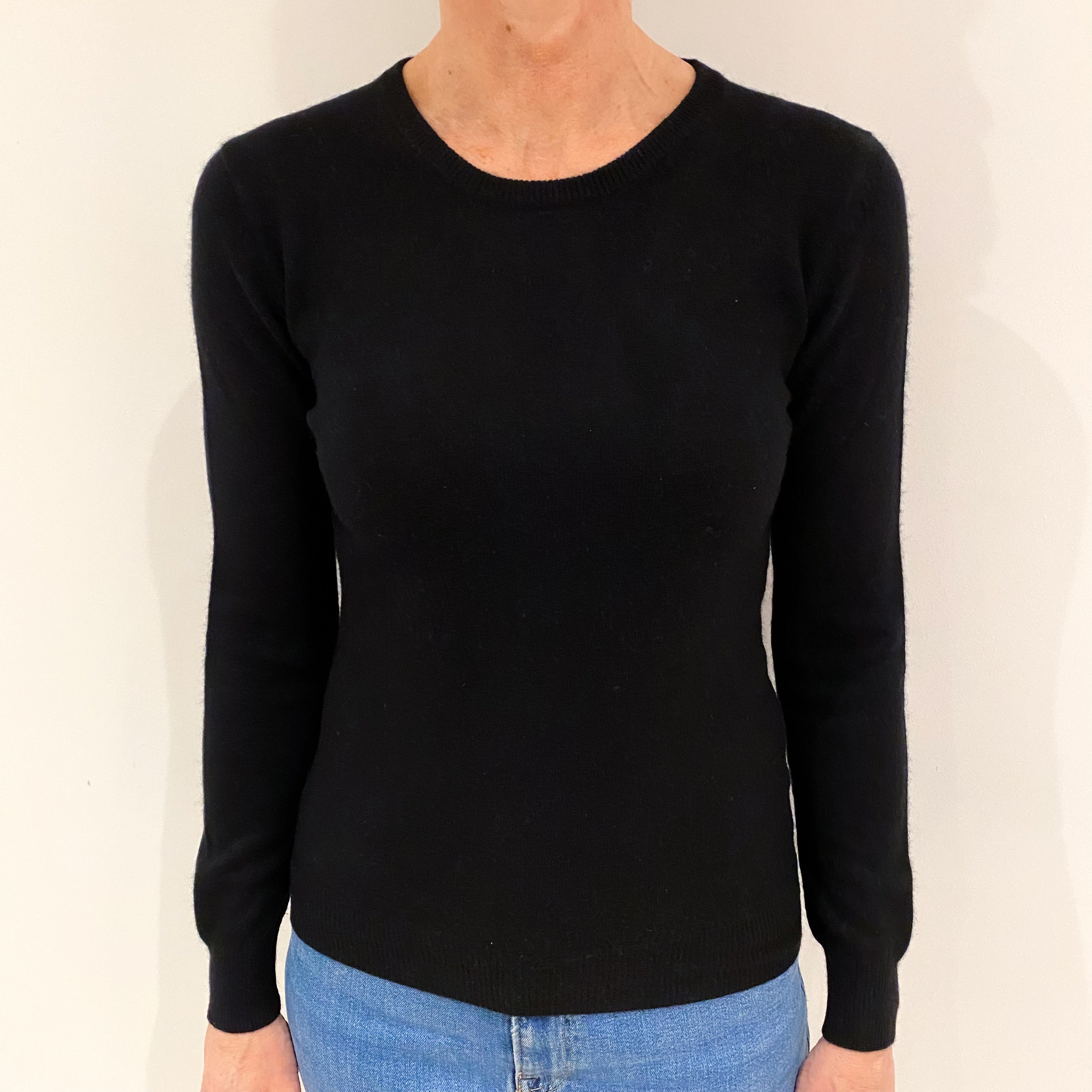 Black Cashmere Crew Neck Jumper Small