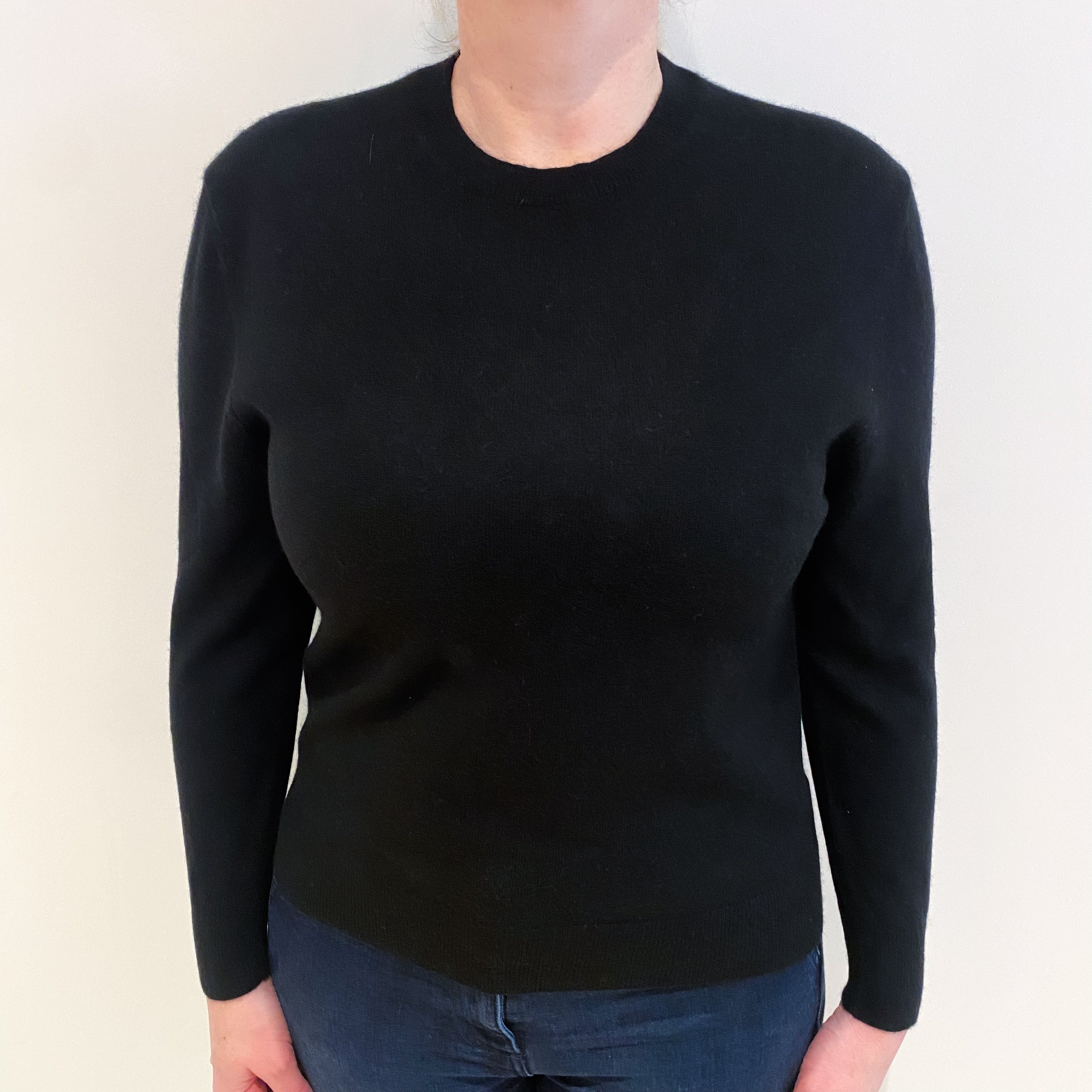 Black Cashmere Crew Neck Jumper Large
