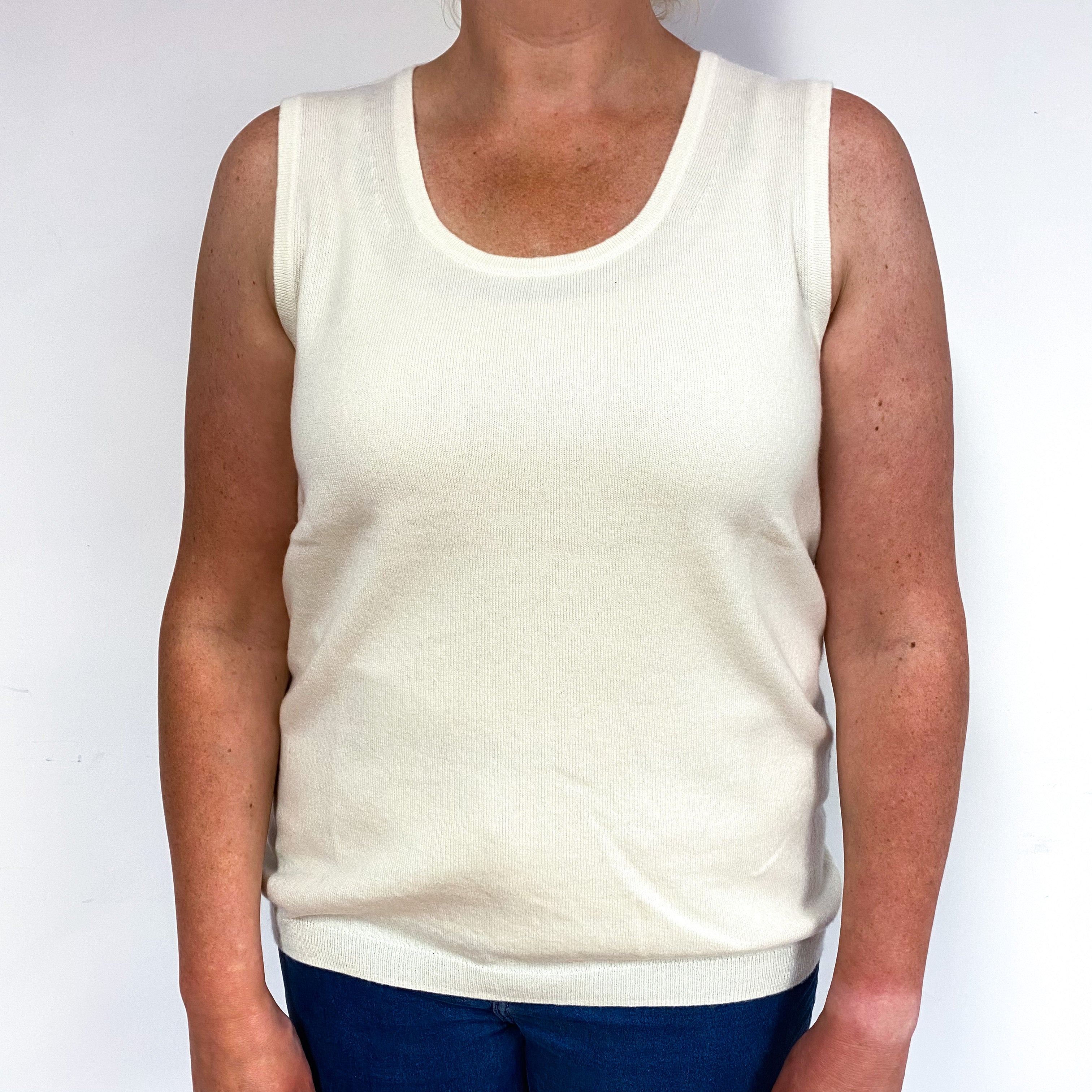 New Cream Cashmere Scoop Neck Tank Top Large