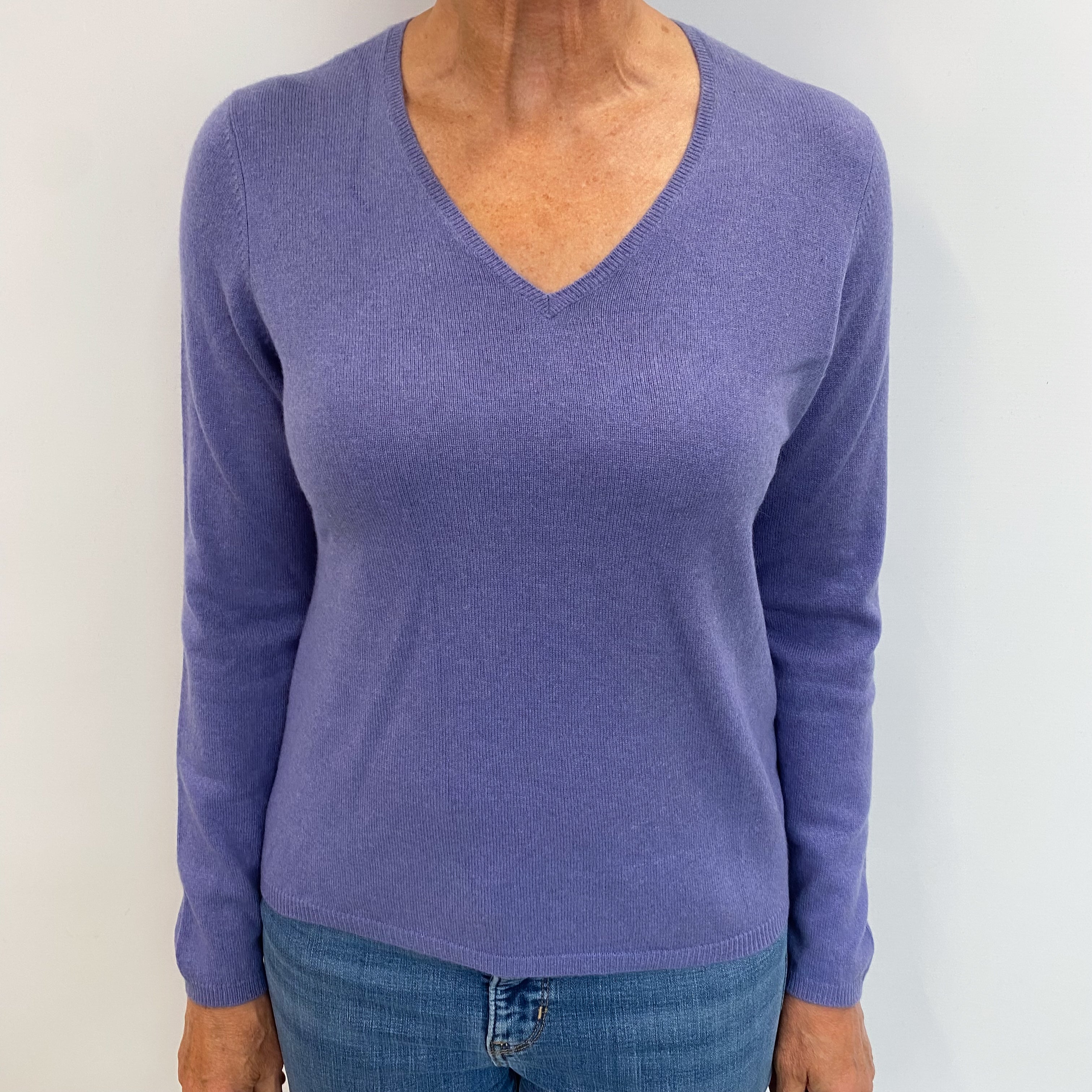Airforce Blue Cashmere V Neck Jumper Medium