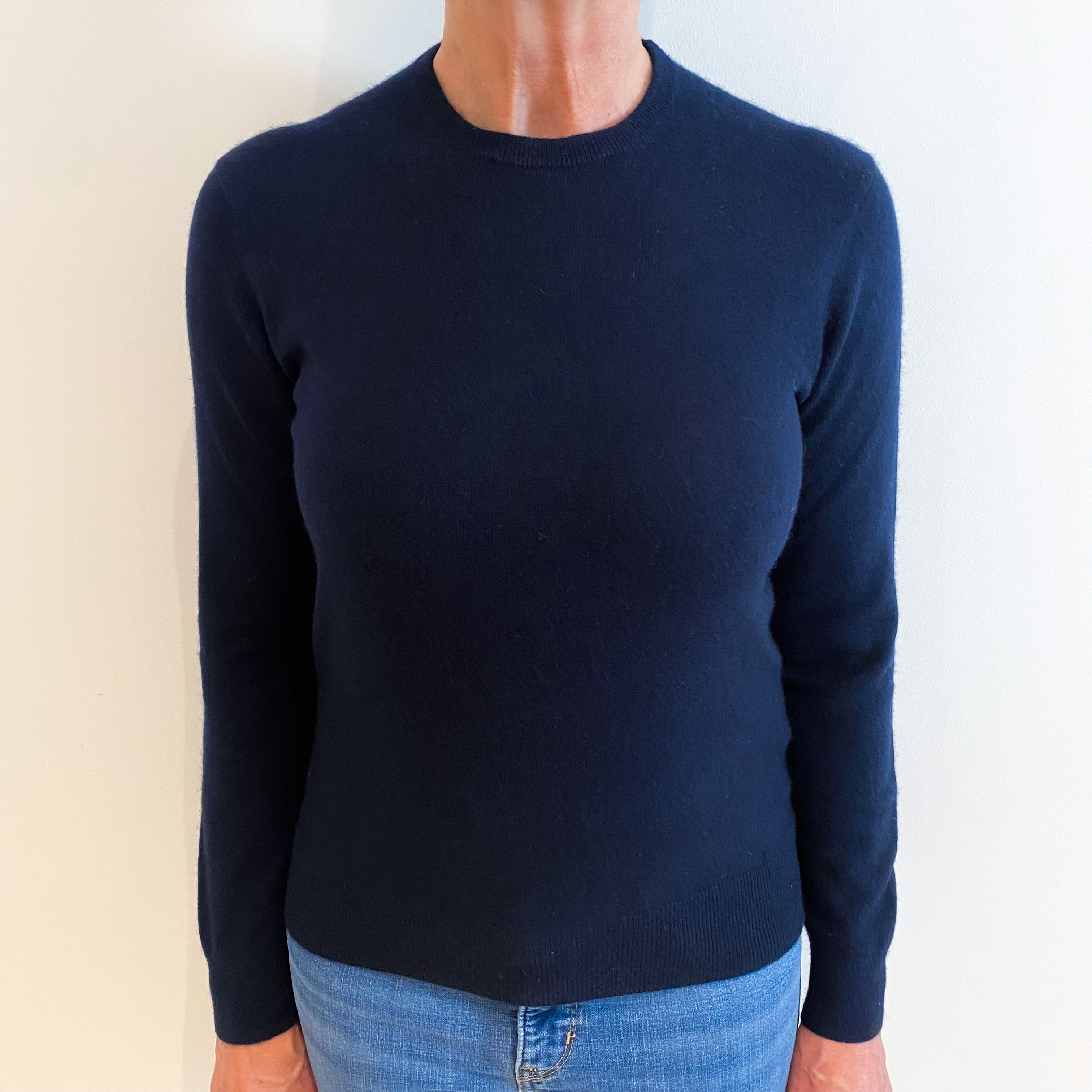 Navy Blue Cashmere Crew Neck Jumper Medium