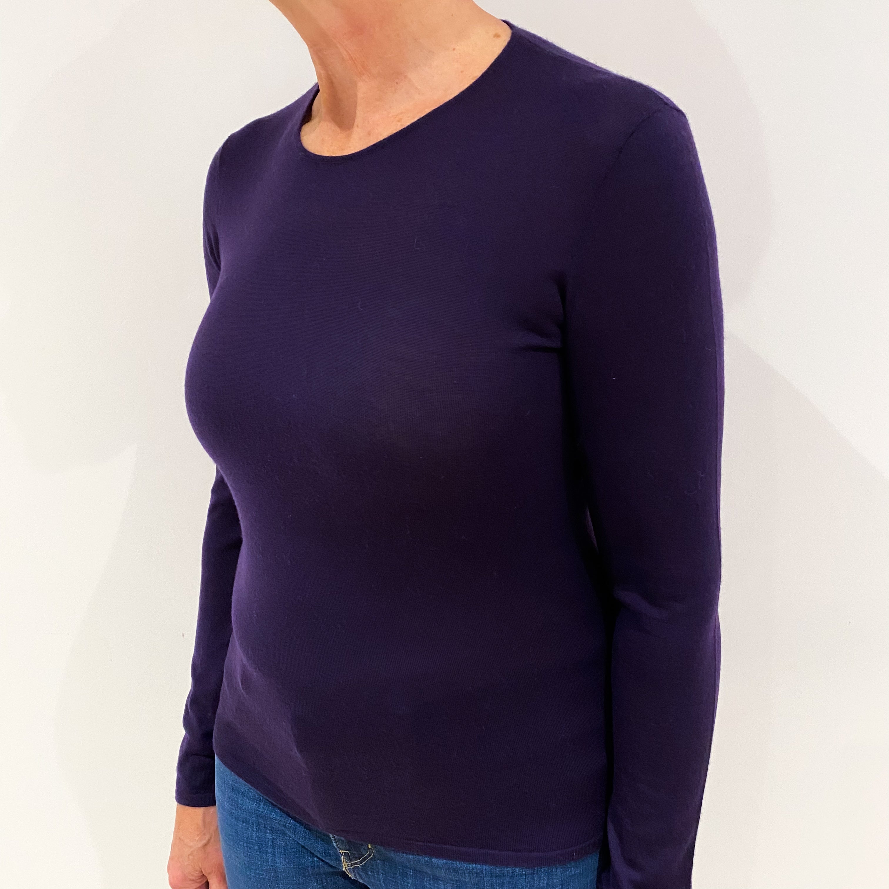Ralph Lauren Fine Knit Purple Cashmere Crew Neck Jumper Medium
