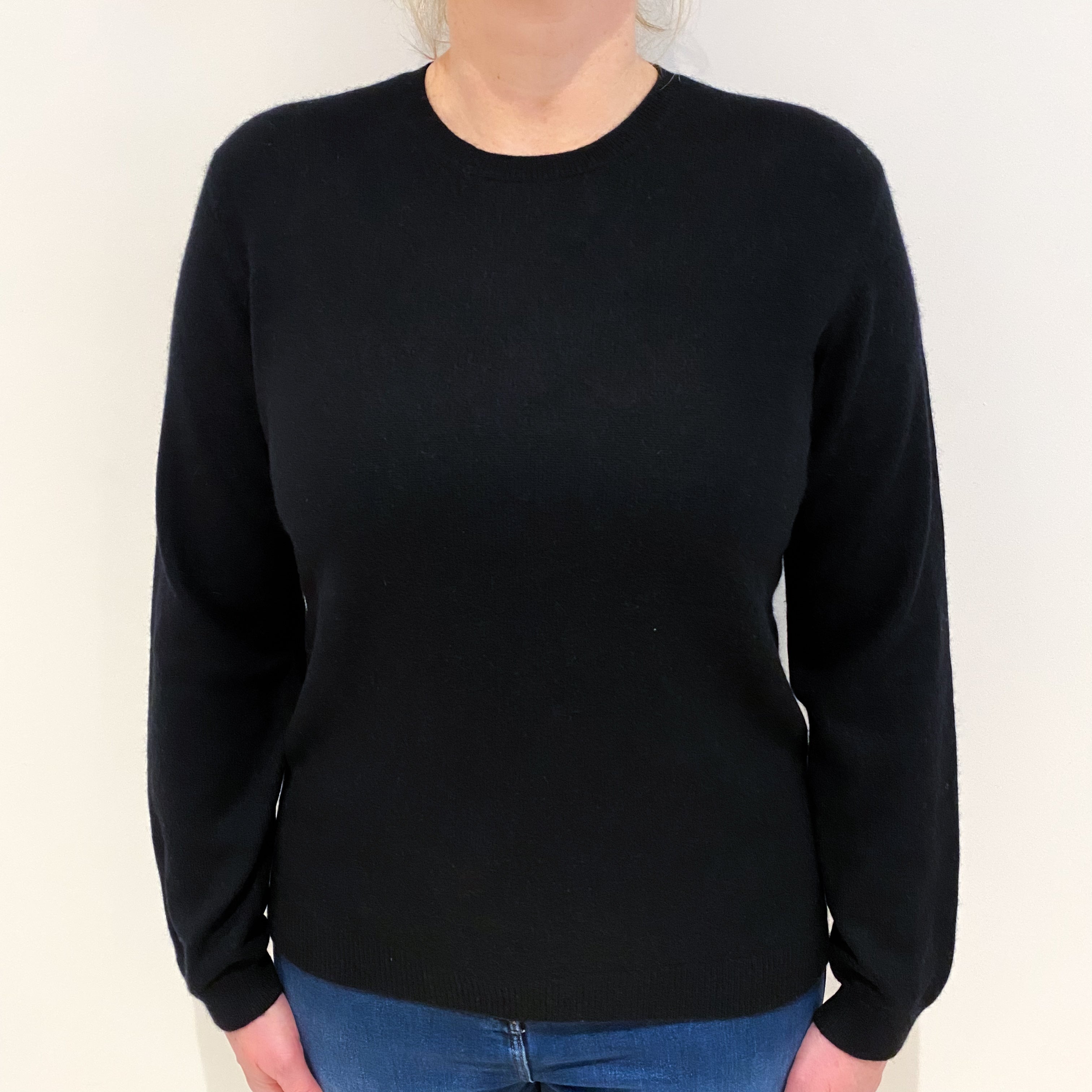 Black Cashmere Crew Neck Jumper Large