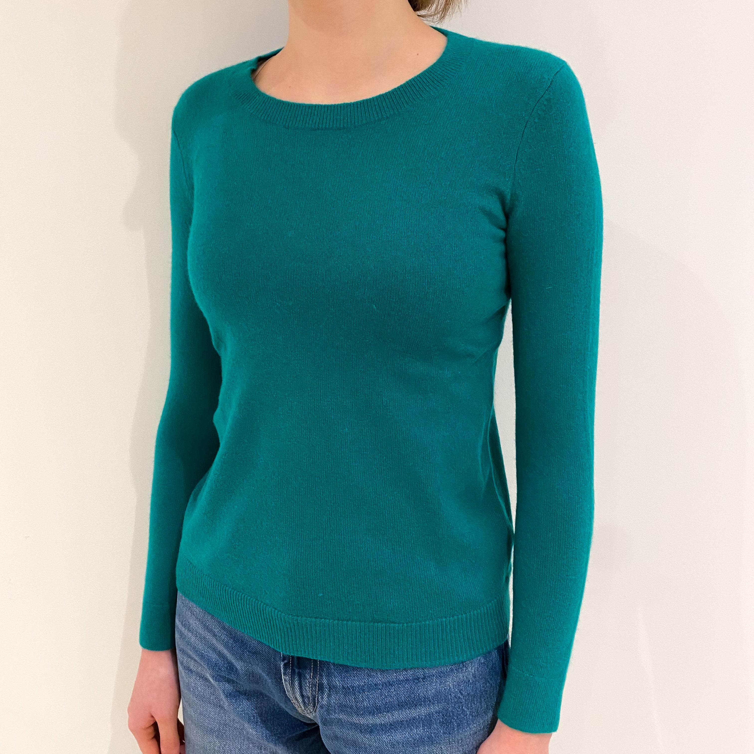 Shamrock Green Cashmere Crew Neck Jumper Extra Small