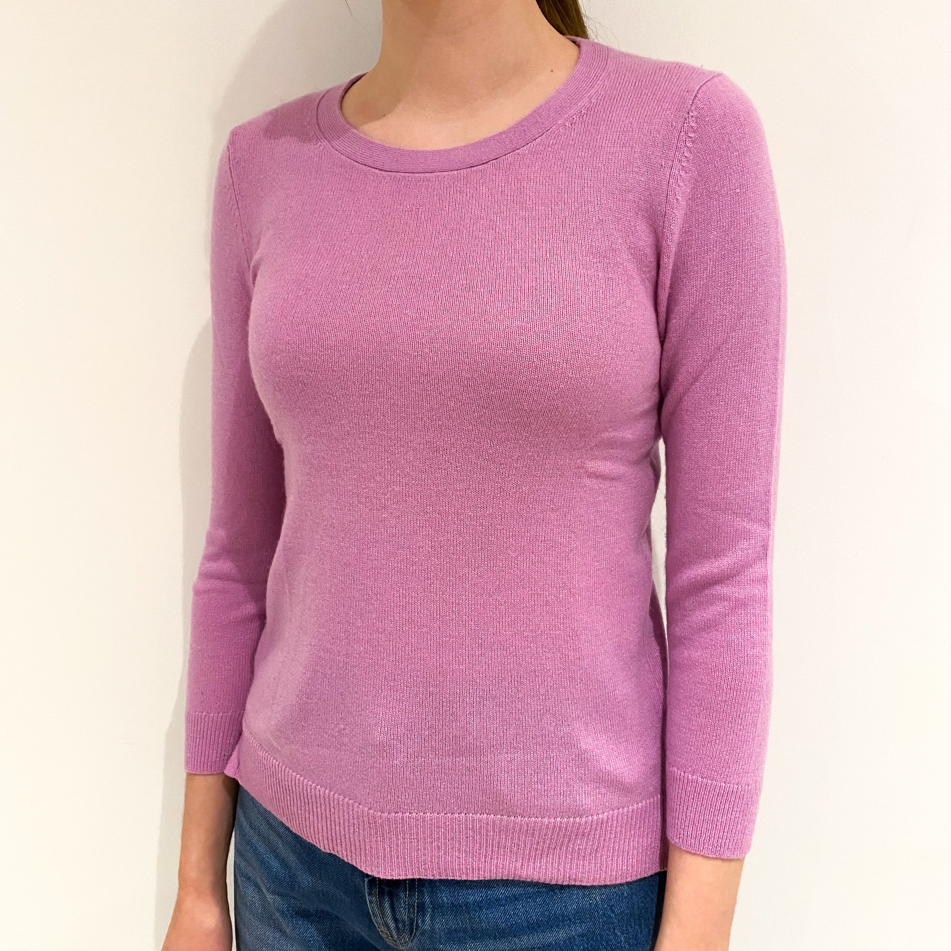 Mauve Pink Cashmere Crew Neck Jumper Extra Small