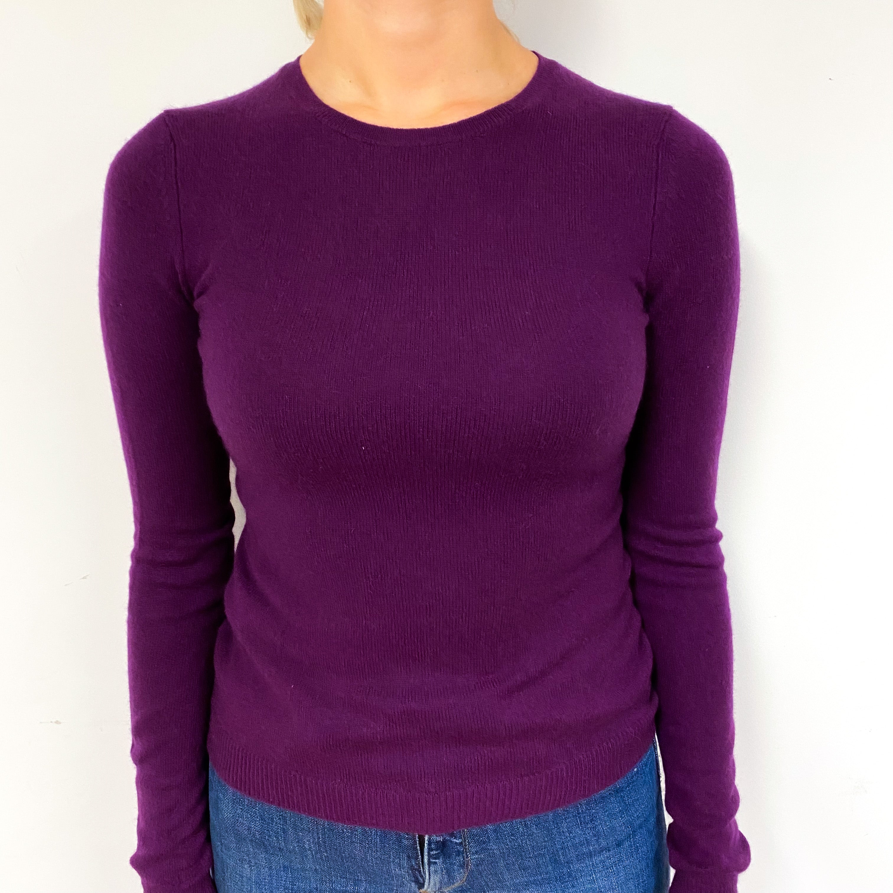 Plum Purple Cashmere Crew Neck Jumper Small