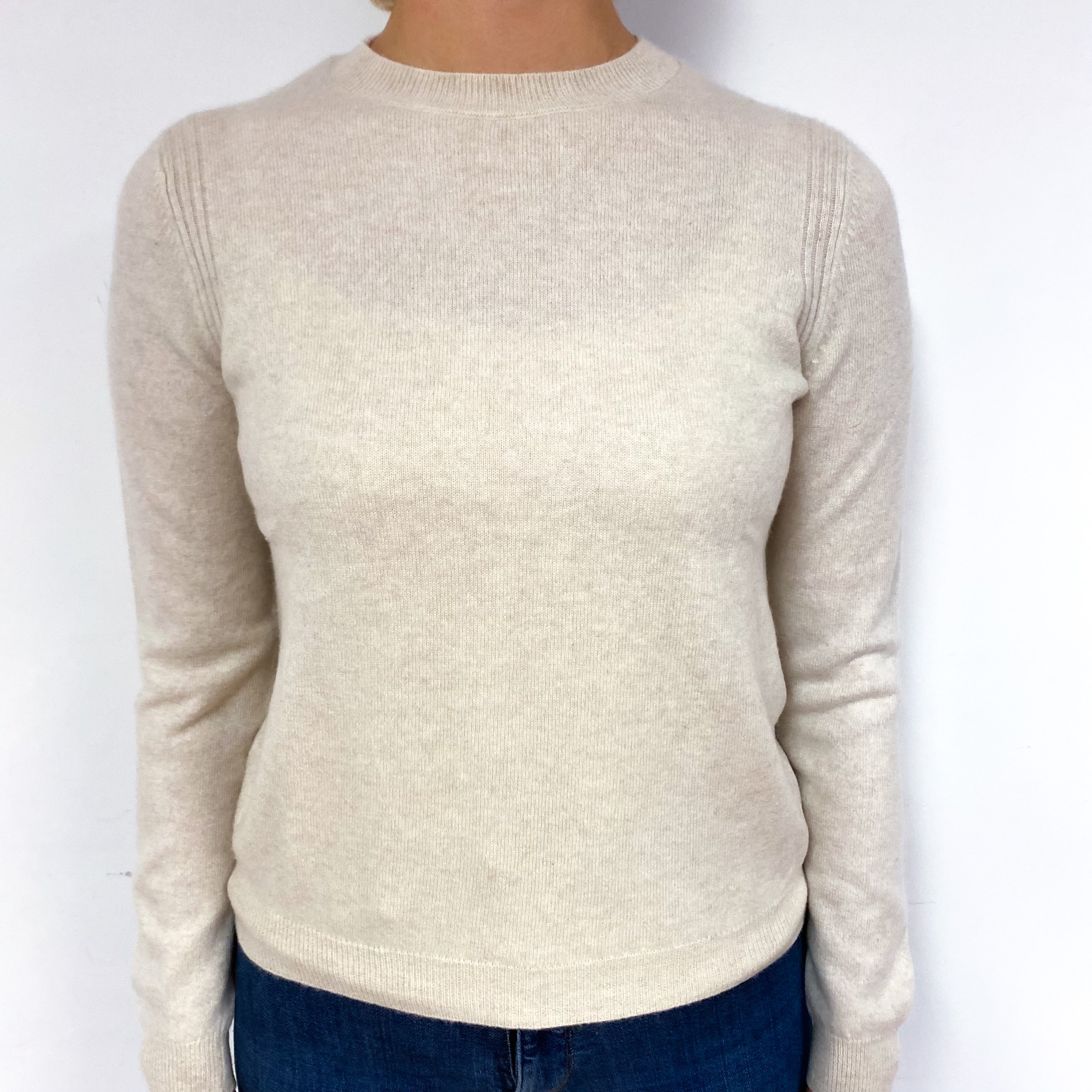 Oatmeal Cream Cashmere Crew Neck Jumper Small