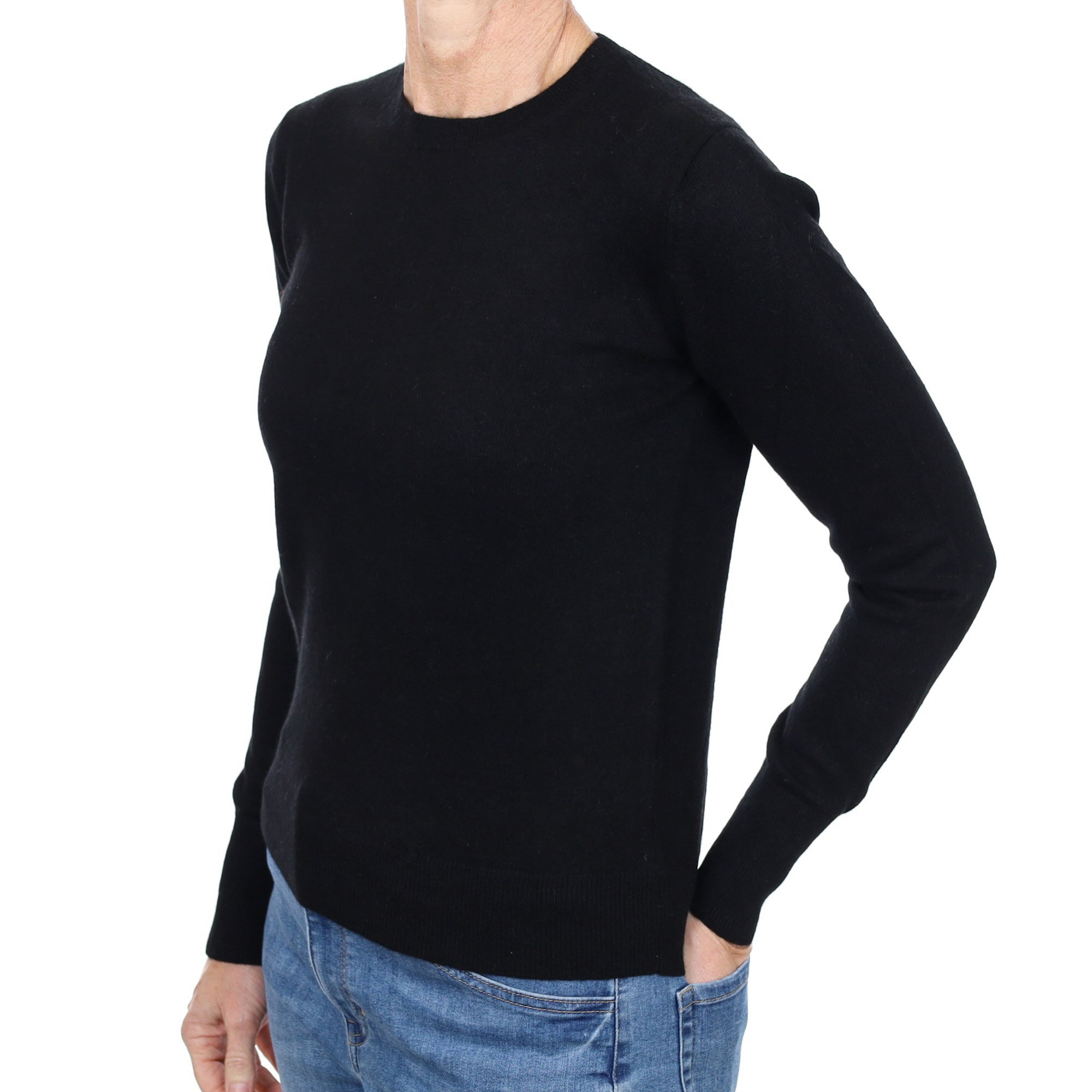 Black Cashmere Crew Neck Jumper Small