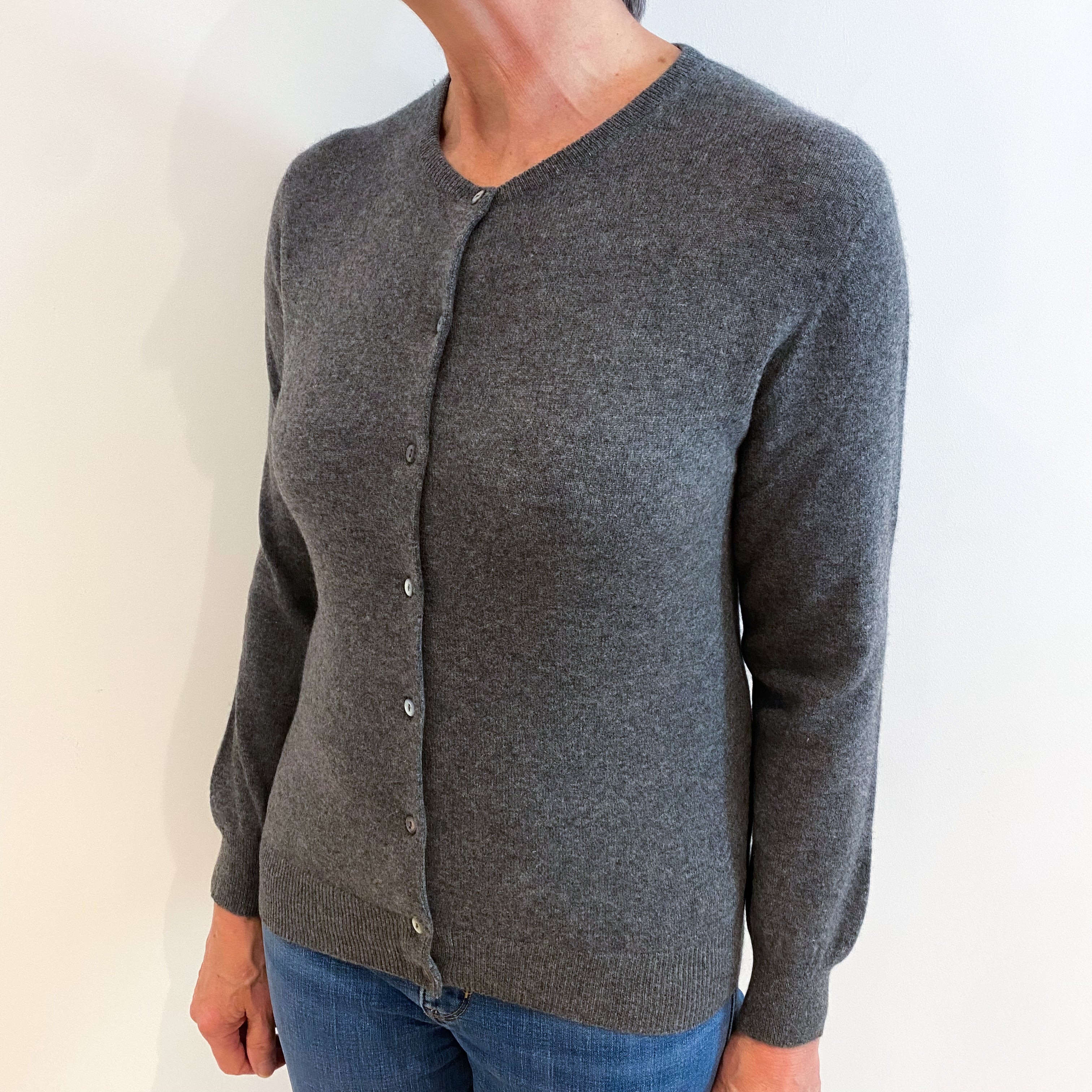 Slate Grey Cashmere Cardigan Medium