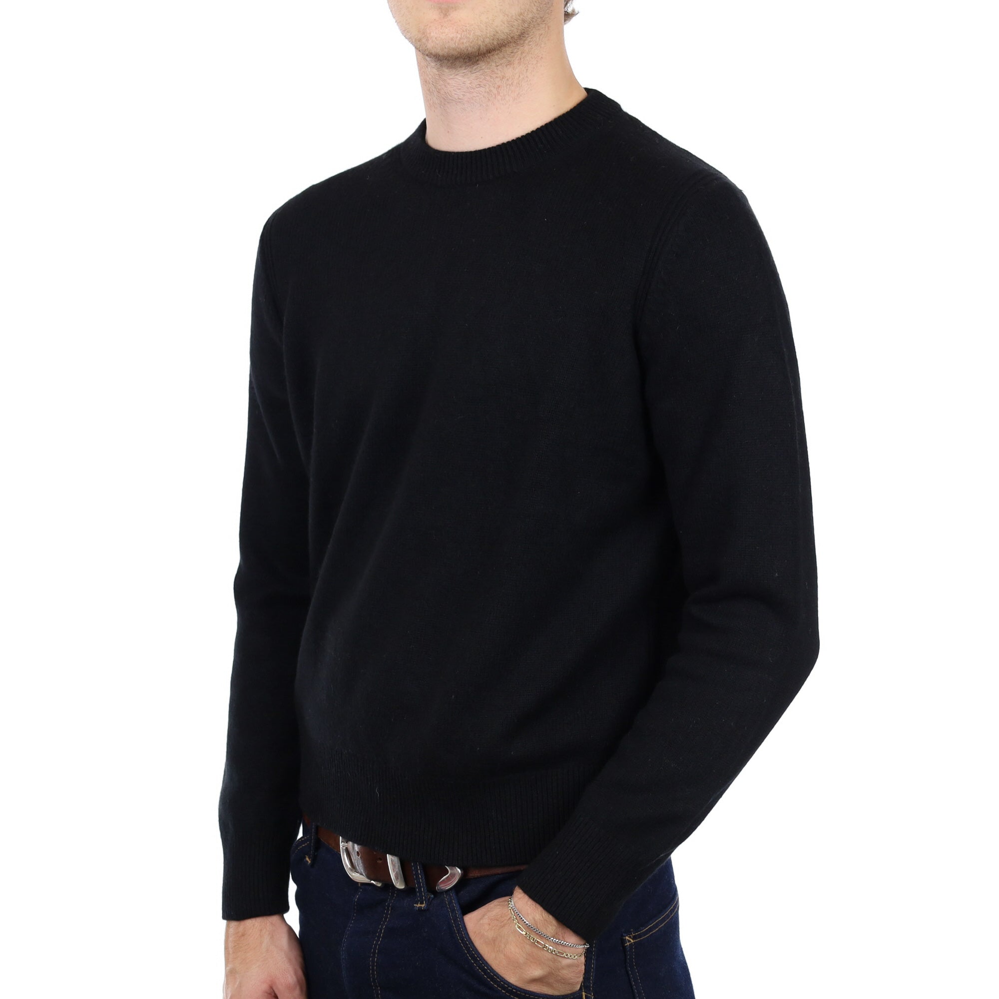 Men's COS Black Cashmere Crew Neck Jumper Medium