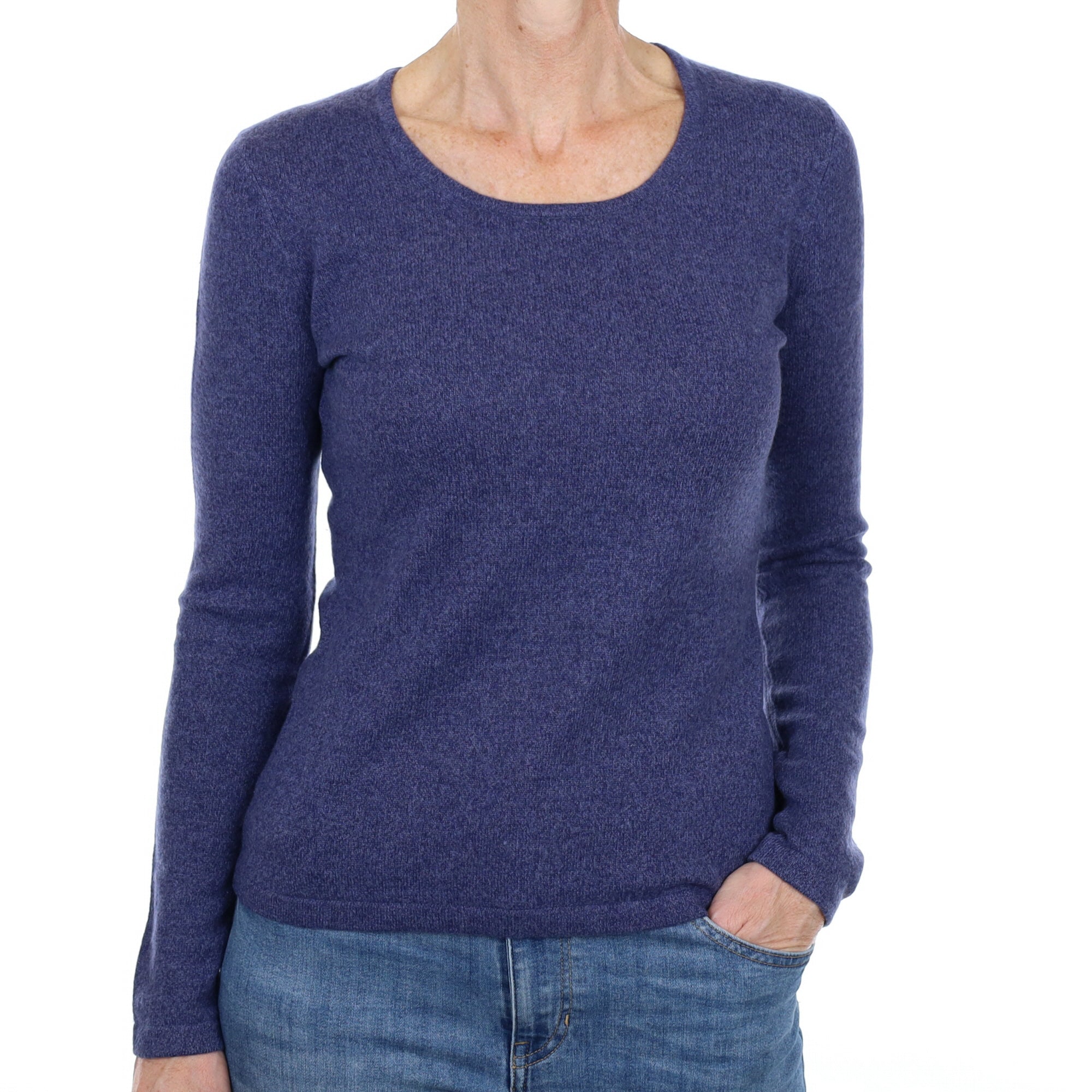 Dark Denim Marl Cashmere Crew Neck Jumper Small