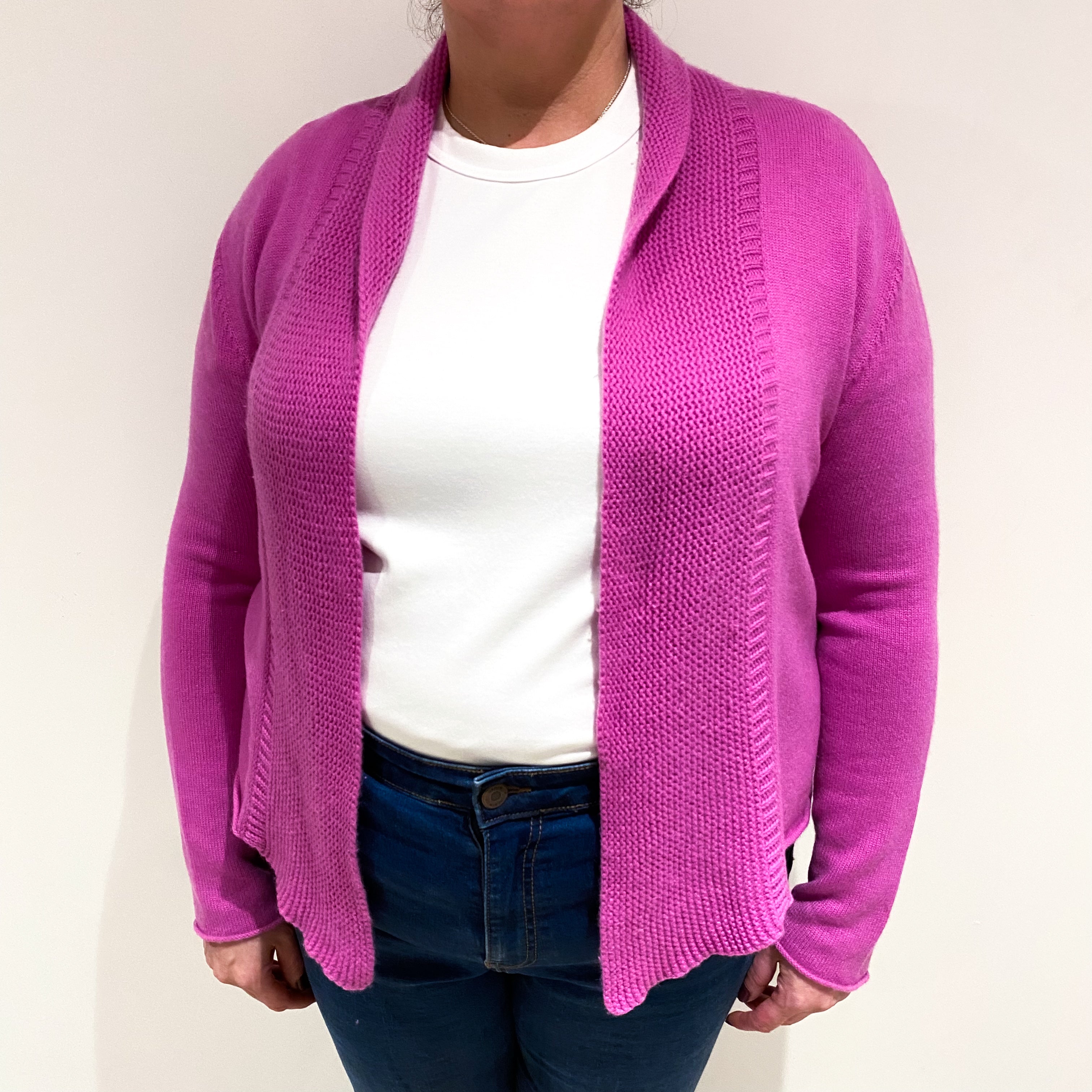 Loganberry Pink Cashmere Edge to Edge Cardigan Extra Large