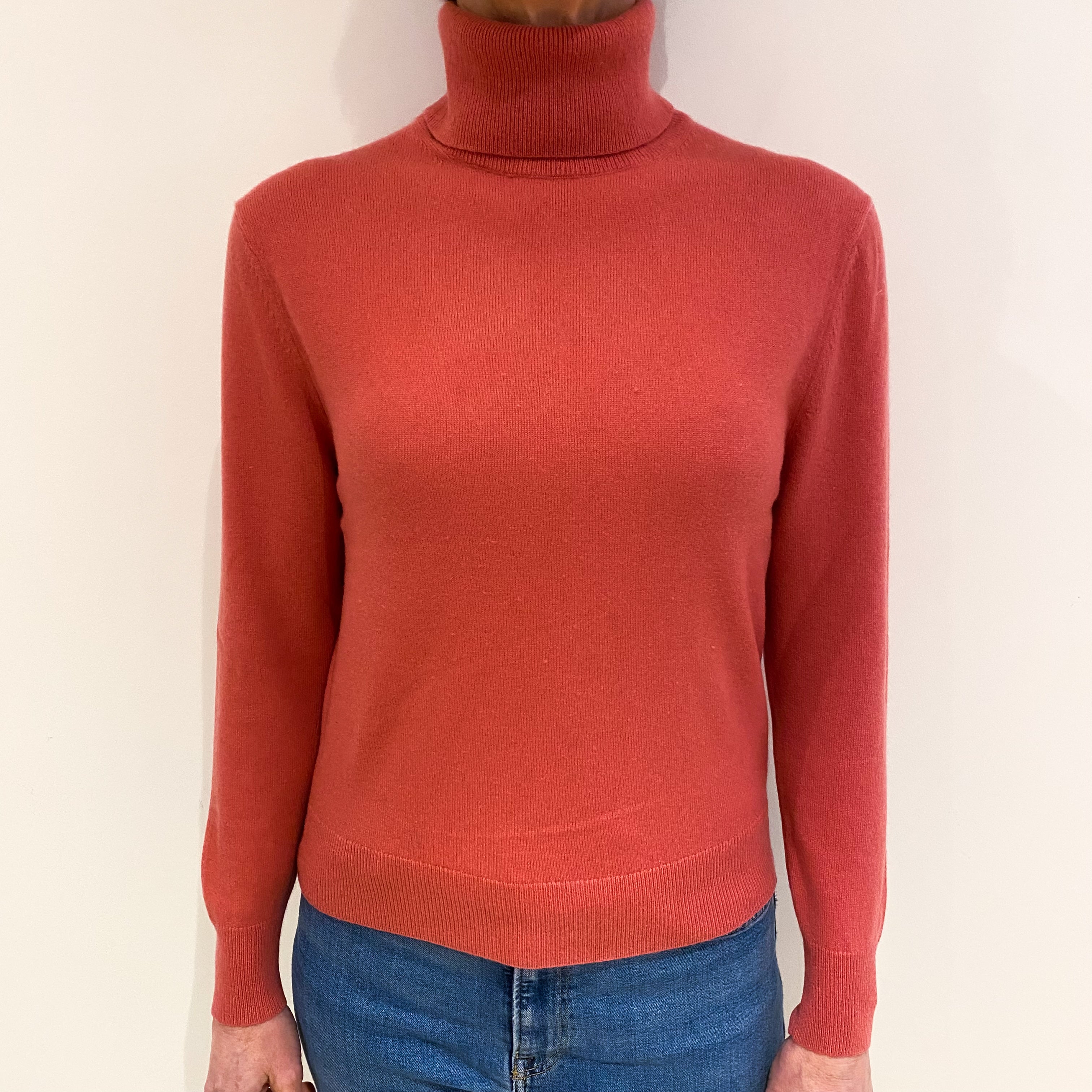 Rouge Pink Cashmere Polo Neck Jumper Small