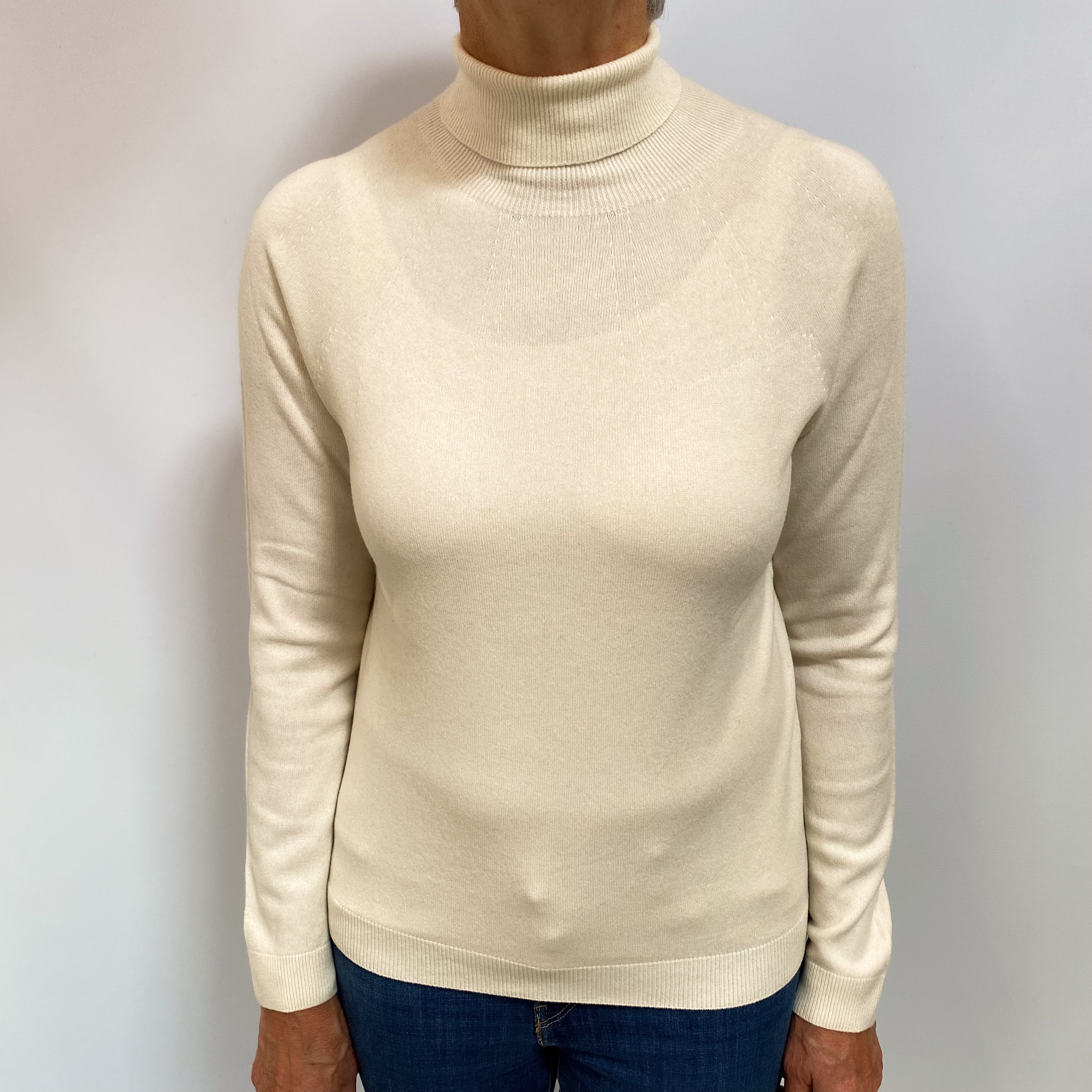 Cream Cashmere Polo Neck Jumper Medium