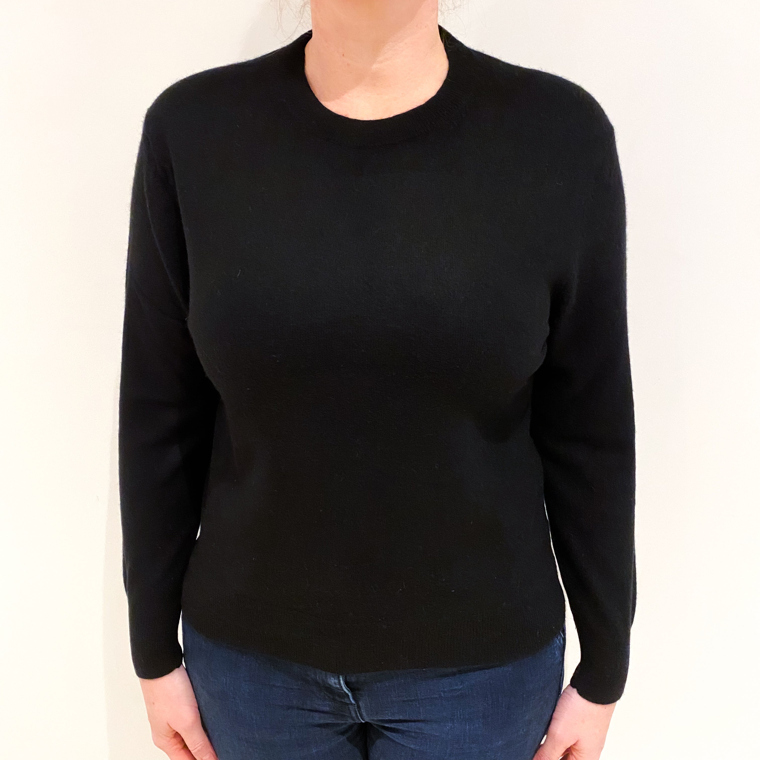 Black Cashmere Crew Neck Jumper Large