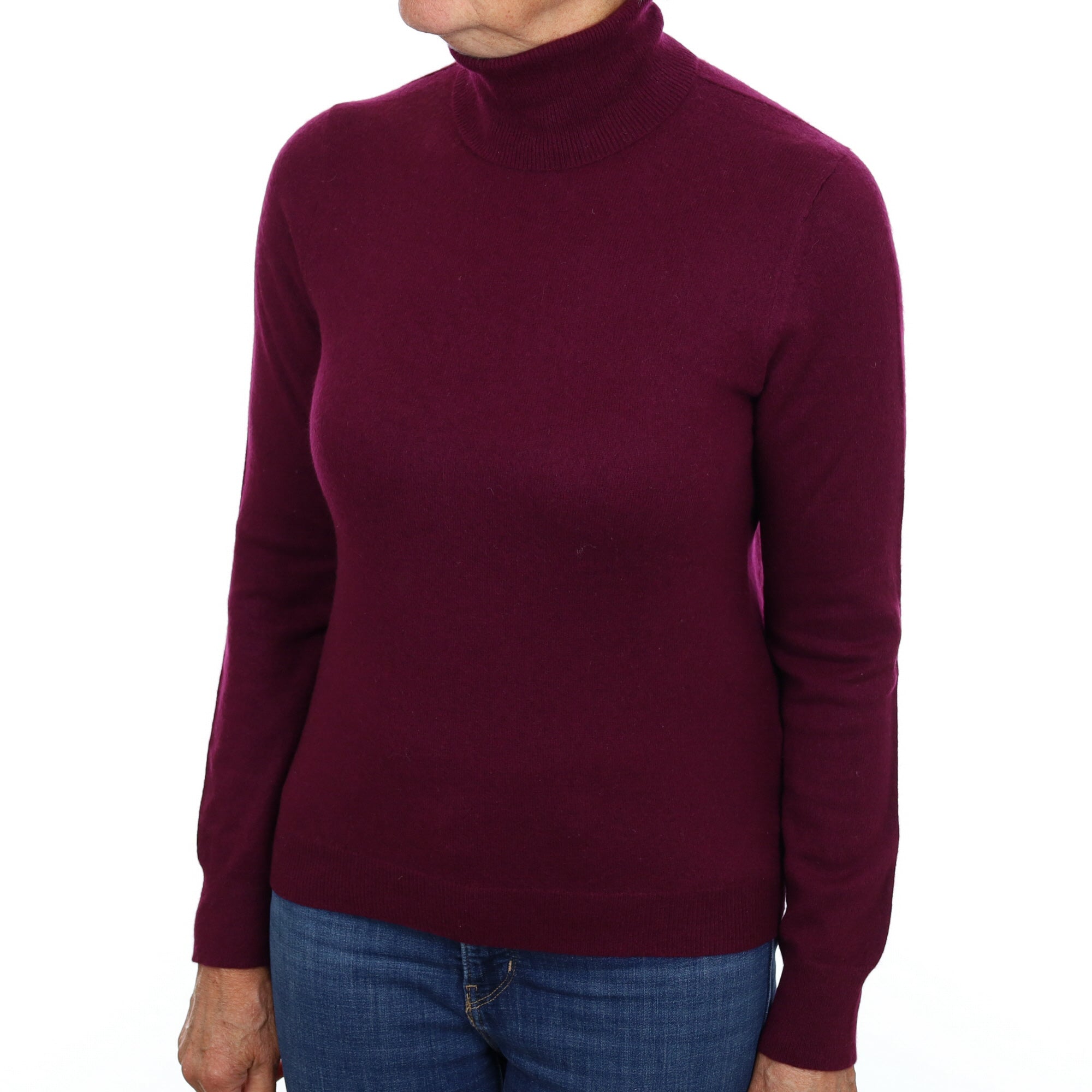 Mulberry Purple Cashmere Polo Neck Jumper Medium