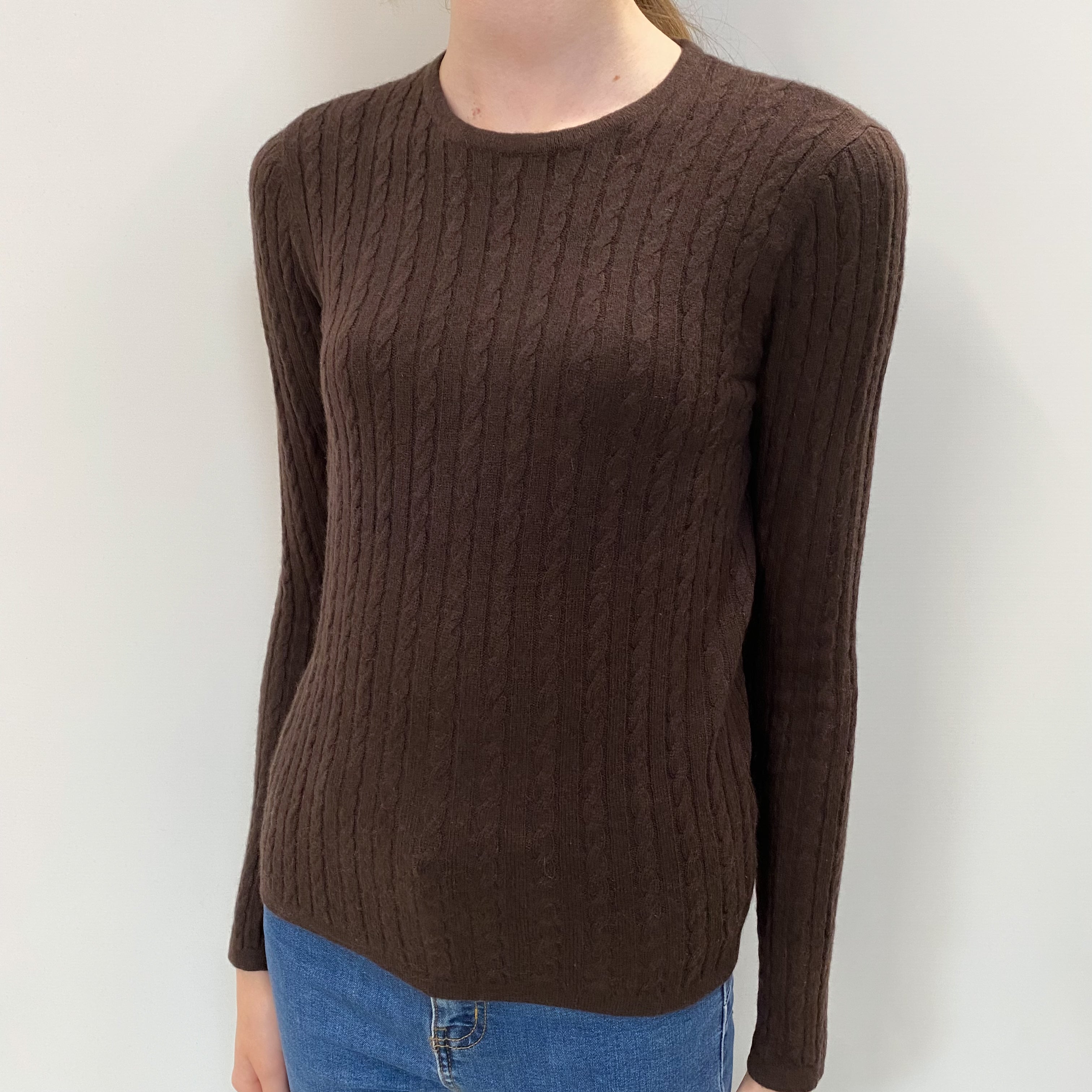 Chocolate Brown Cashmere Crew Neck Jumper Extra Small