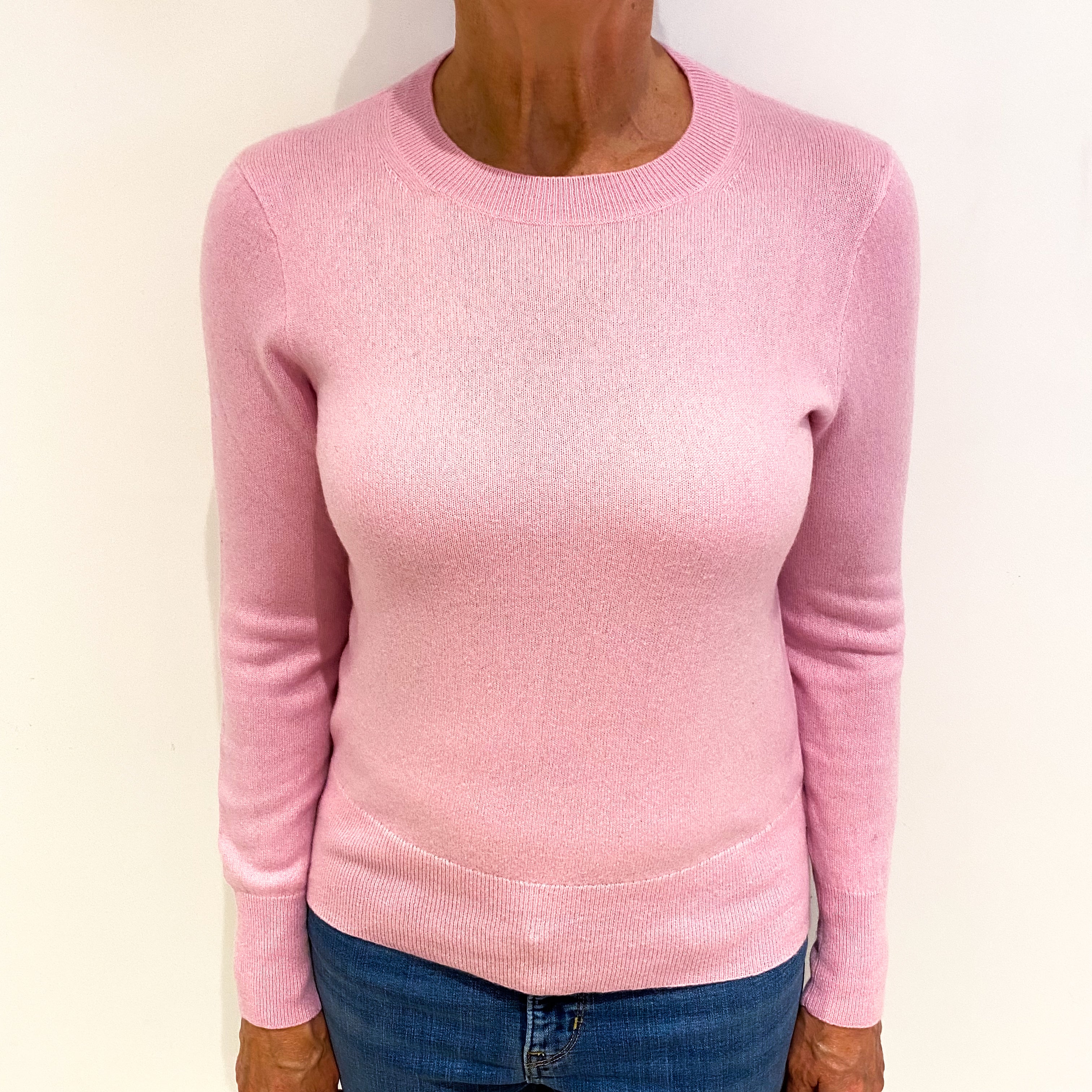 Pale Pink Cashmere Crew Neck Jumper Medium