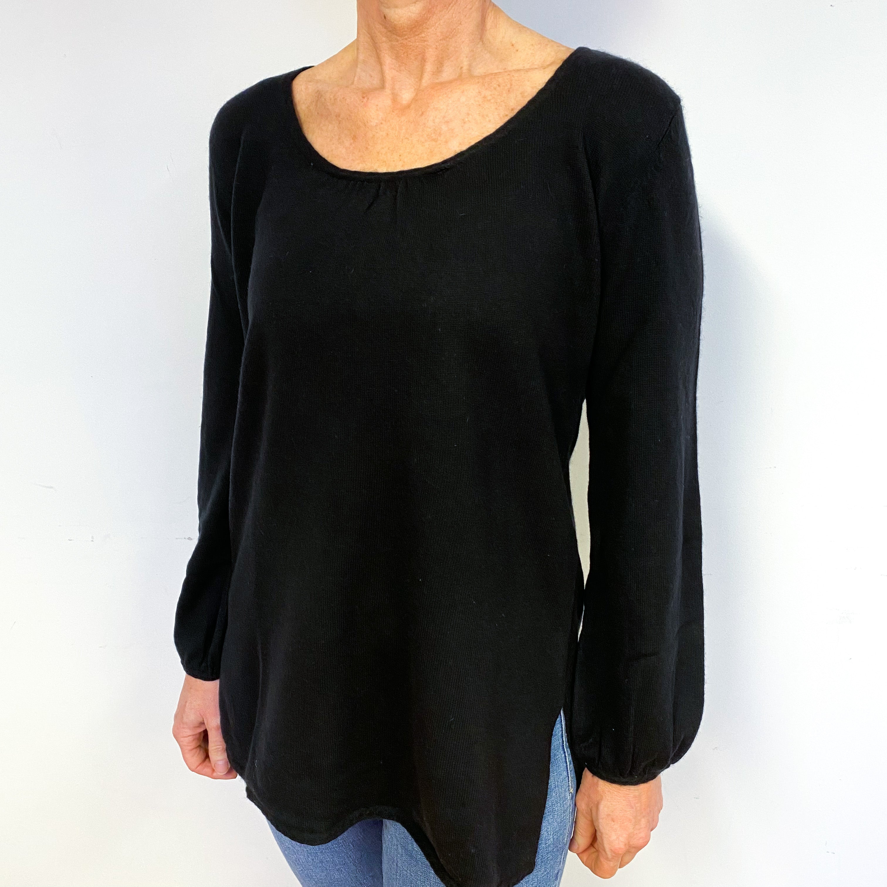 Black Cashmere Crew Neck Jumper Medium