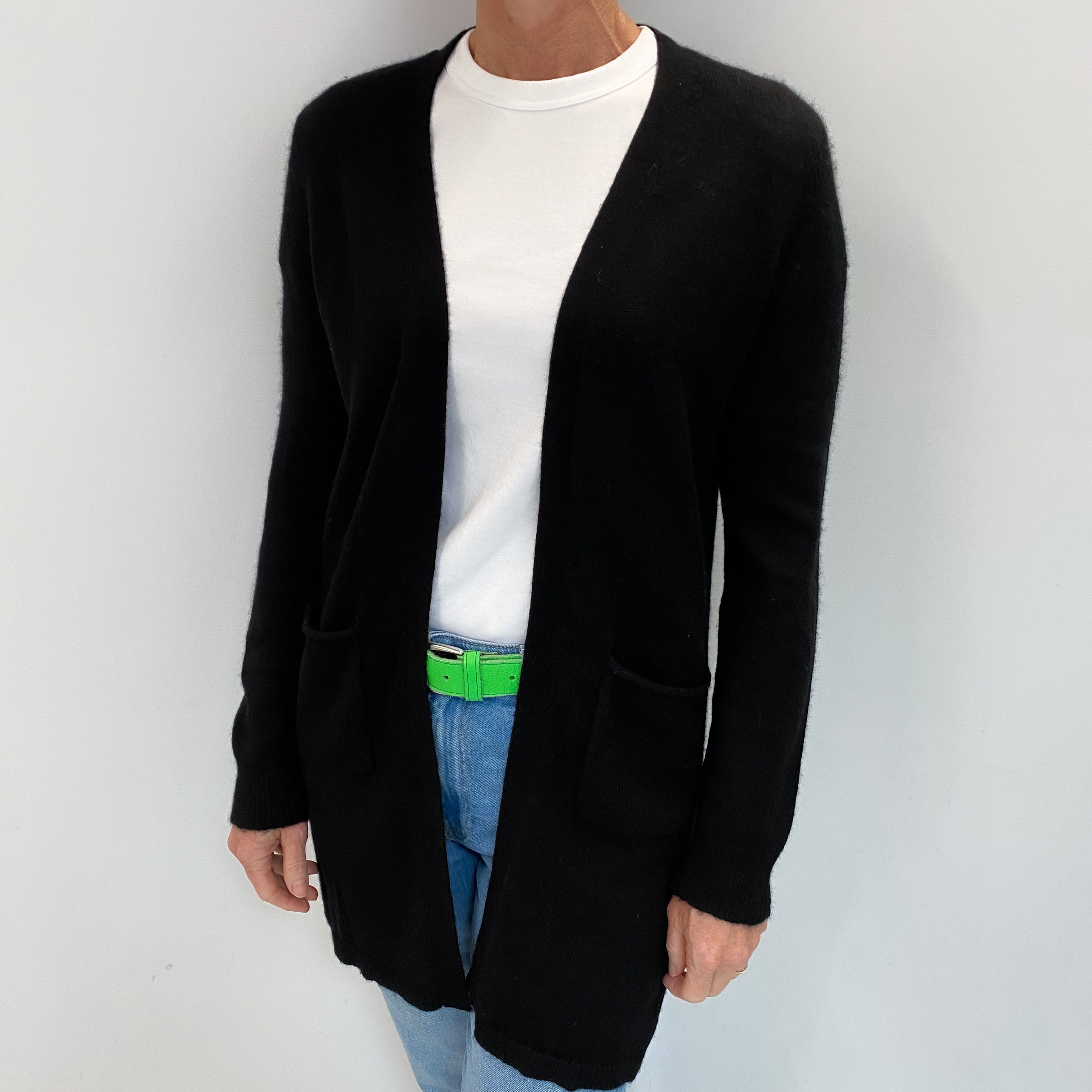 Black Cashmere Edge To Edge Cardigan Small