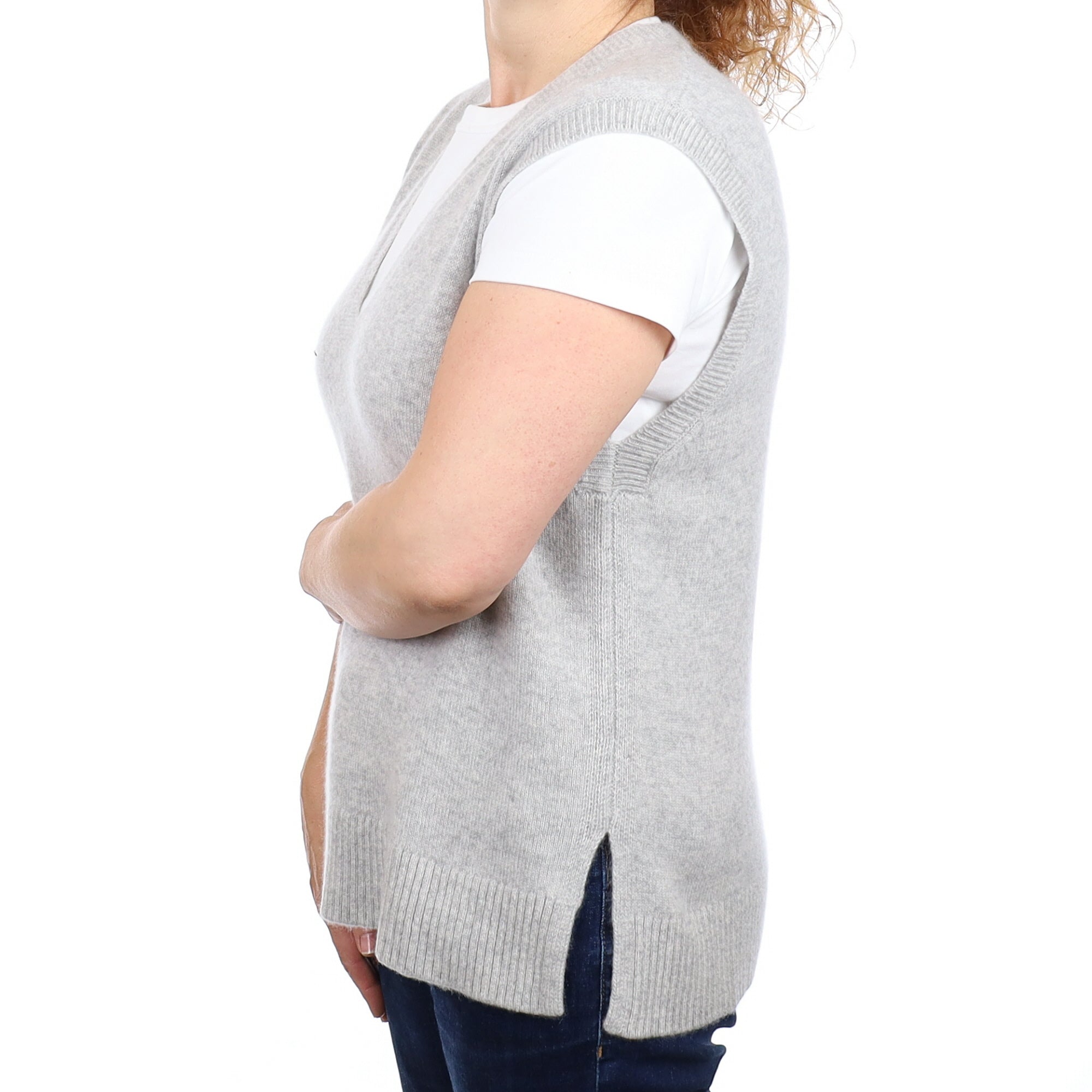 Brand New Mist Grey Luxury Cashmere Tank Top Medium UK 12-14