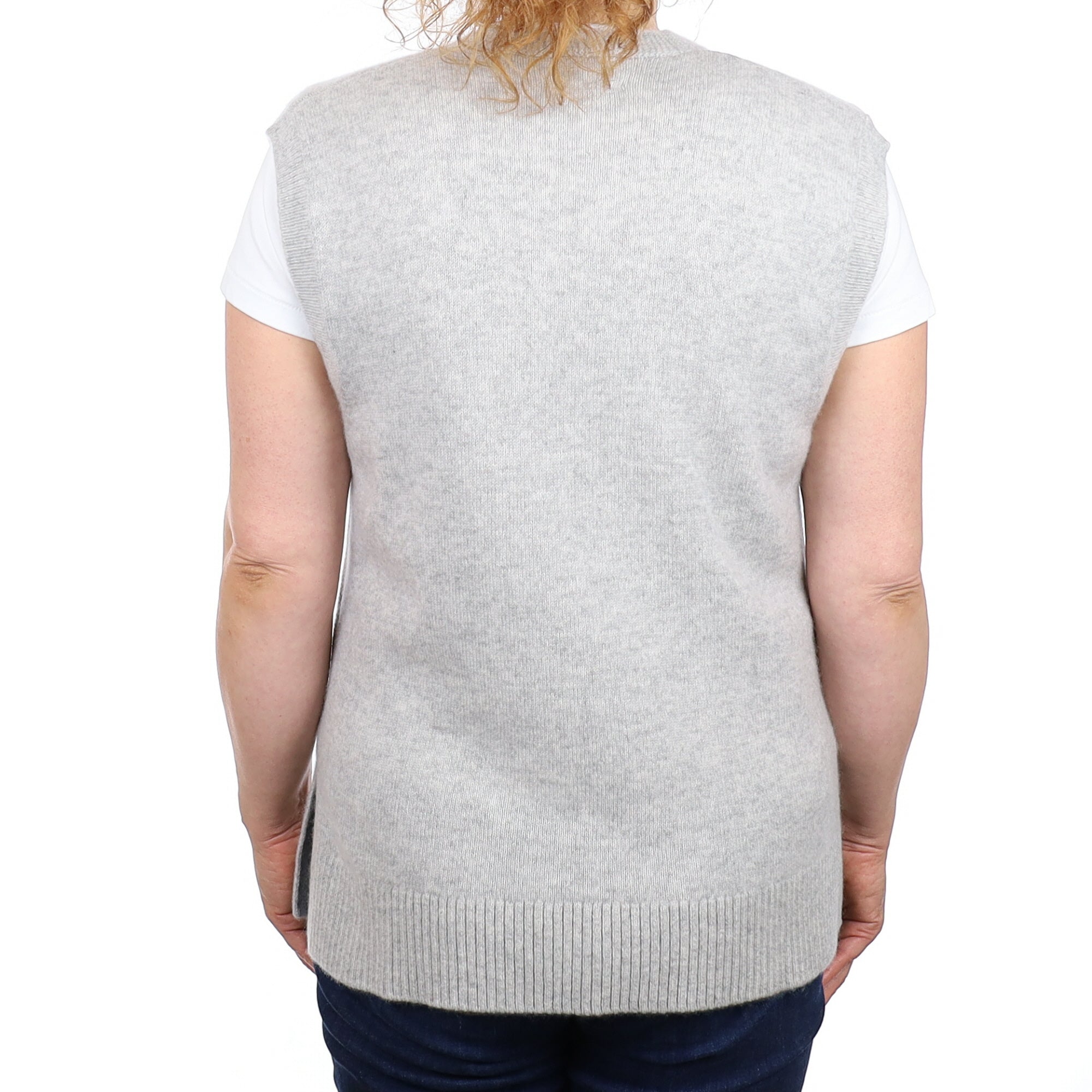 Brand New Mist Grey Luxury Cashmere Tank Top Medium UK 12-14