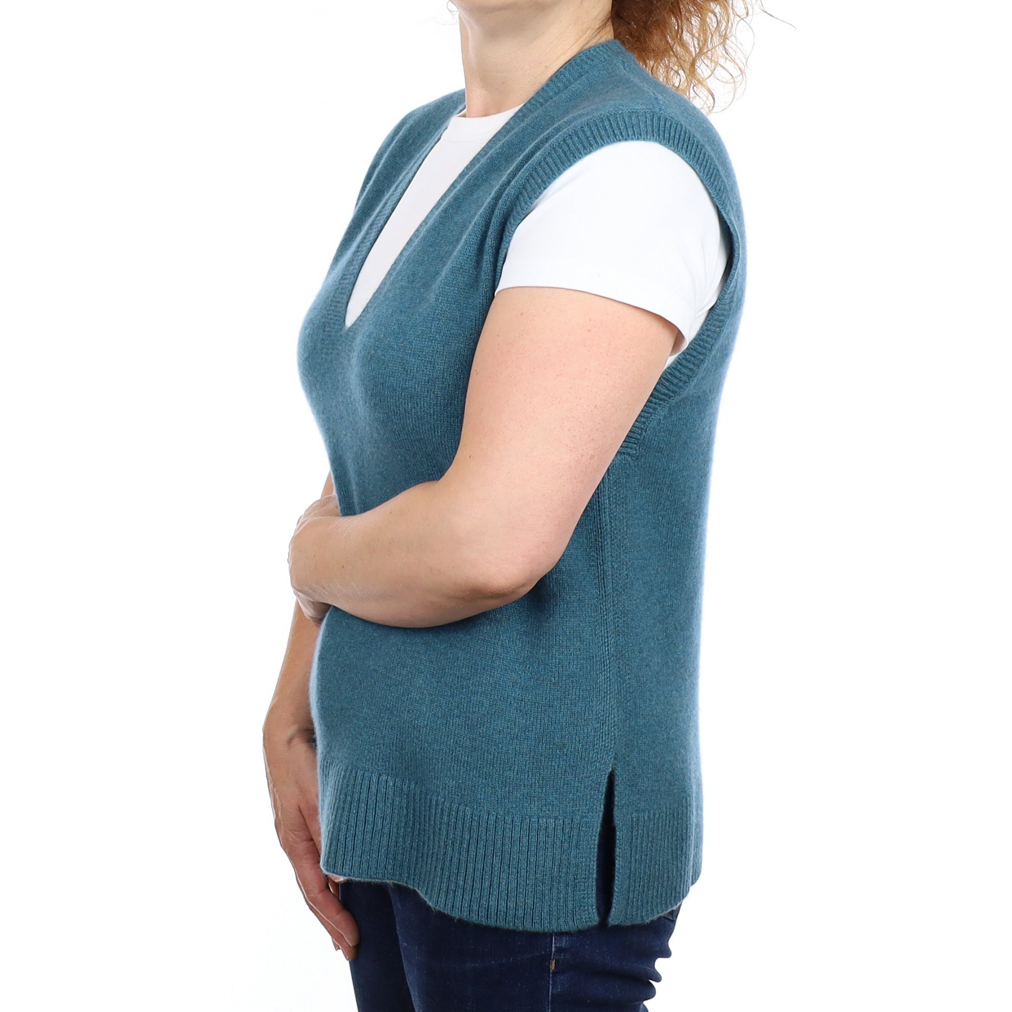 Brand New Ocean Green Luxury Cashmere Tank Top Medium UK 12-14