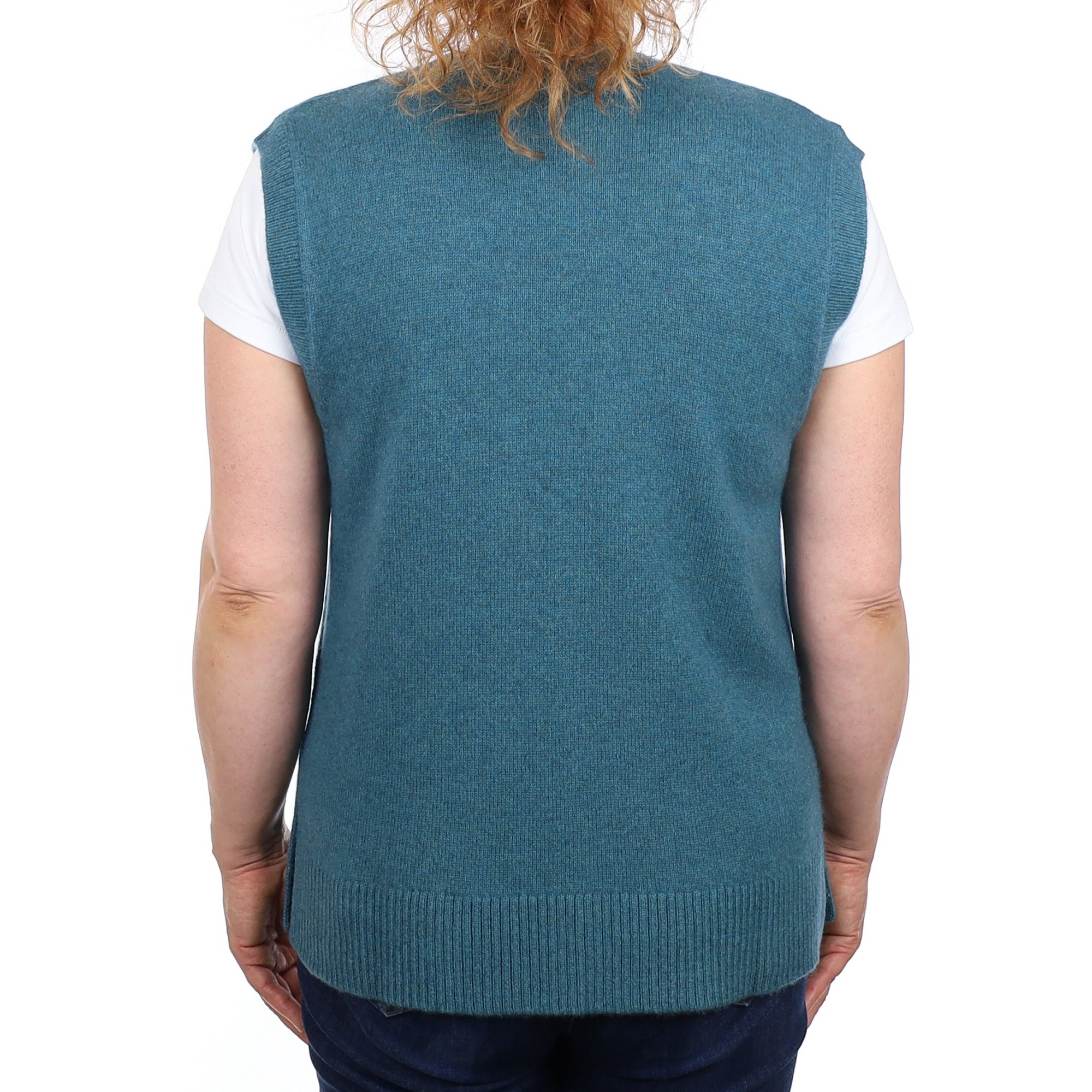 Brand New Ocean Green Luxury Cashmere Tank Top Medium UK 12-14