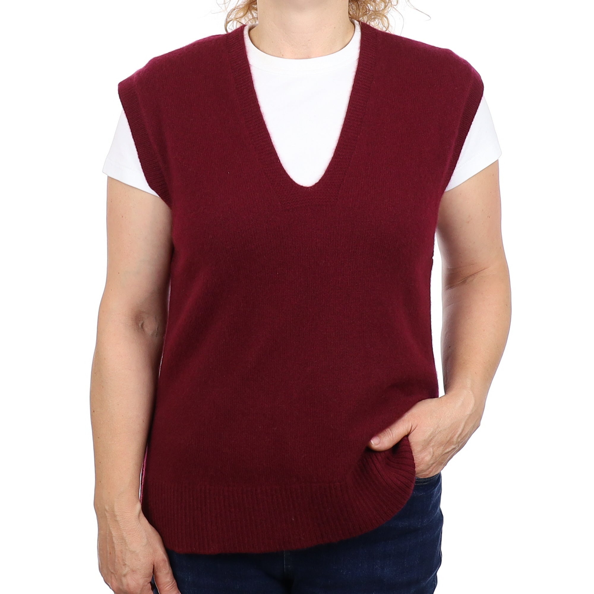 Brand New Rich Wine Luxury Cashmere Tank Top Medium UK 12-14