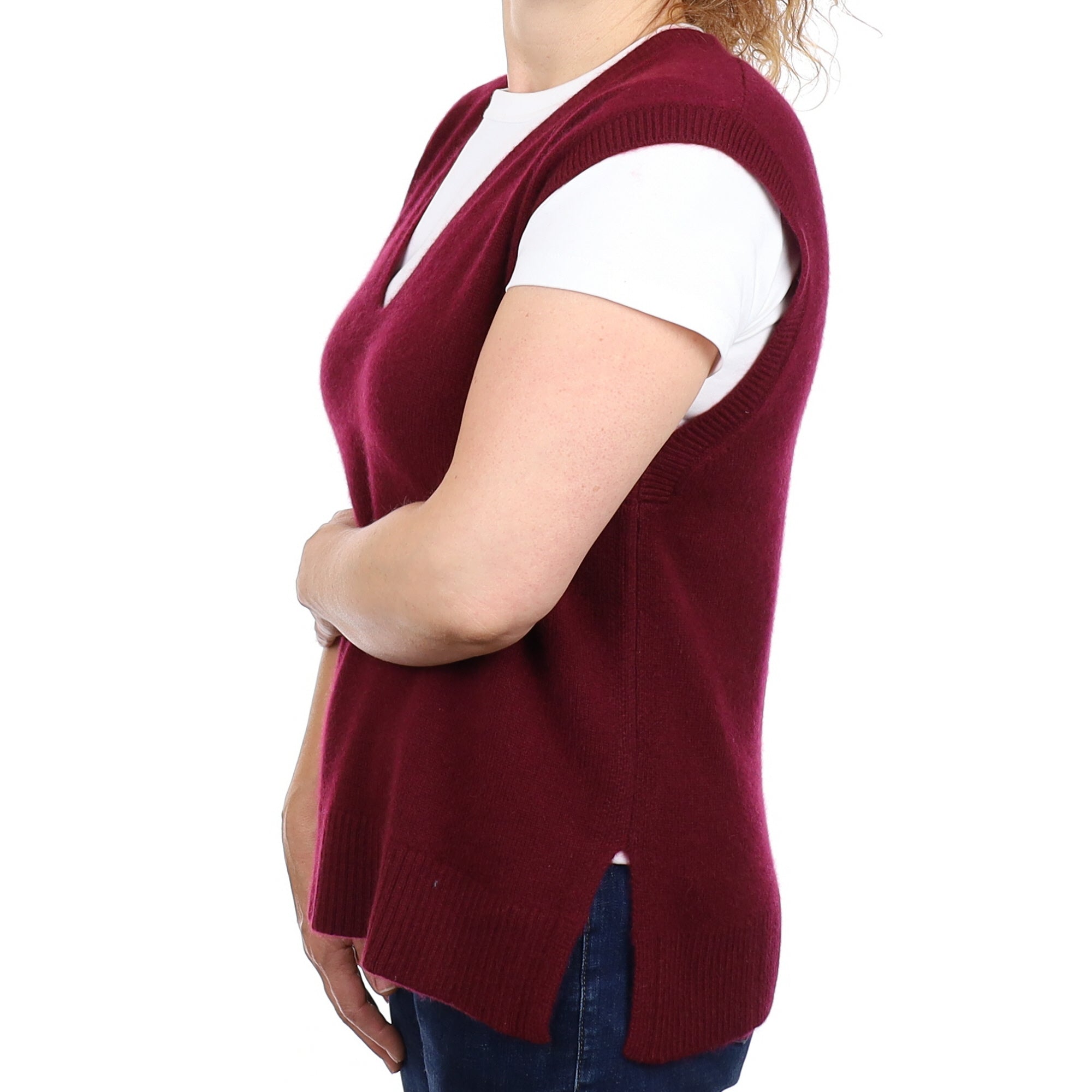 Brand New Rich Wine Luxury Cashmere Tank Top Medium UK 12-14