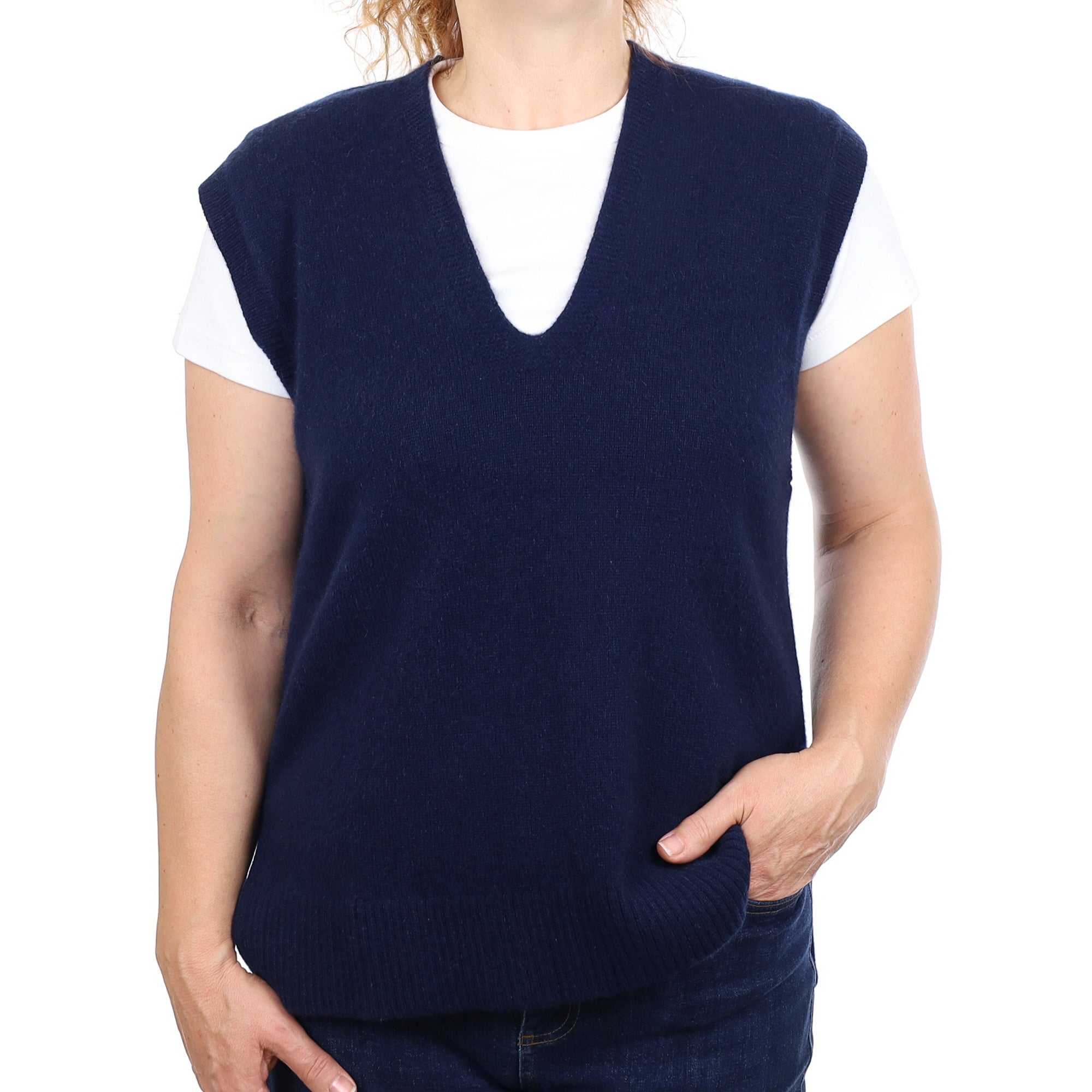 Brand New Navy Luxury Cashmere Tank Top Medium UK 12-14