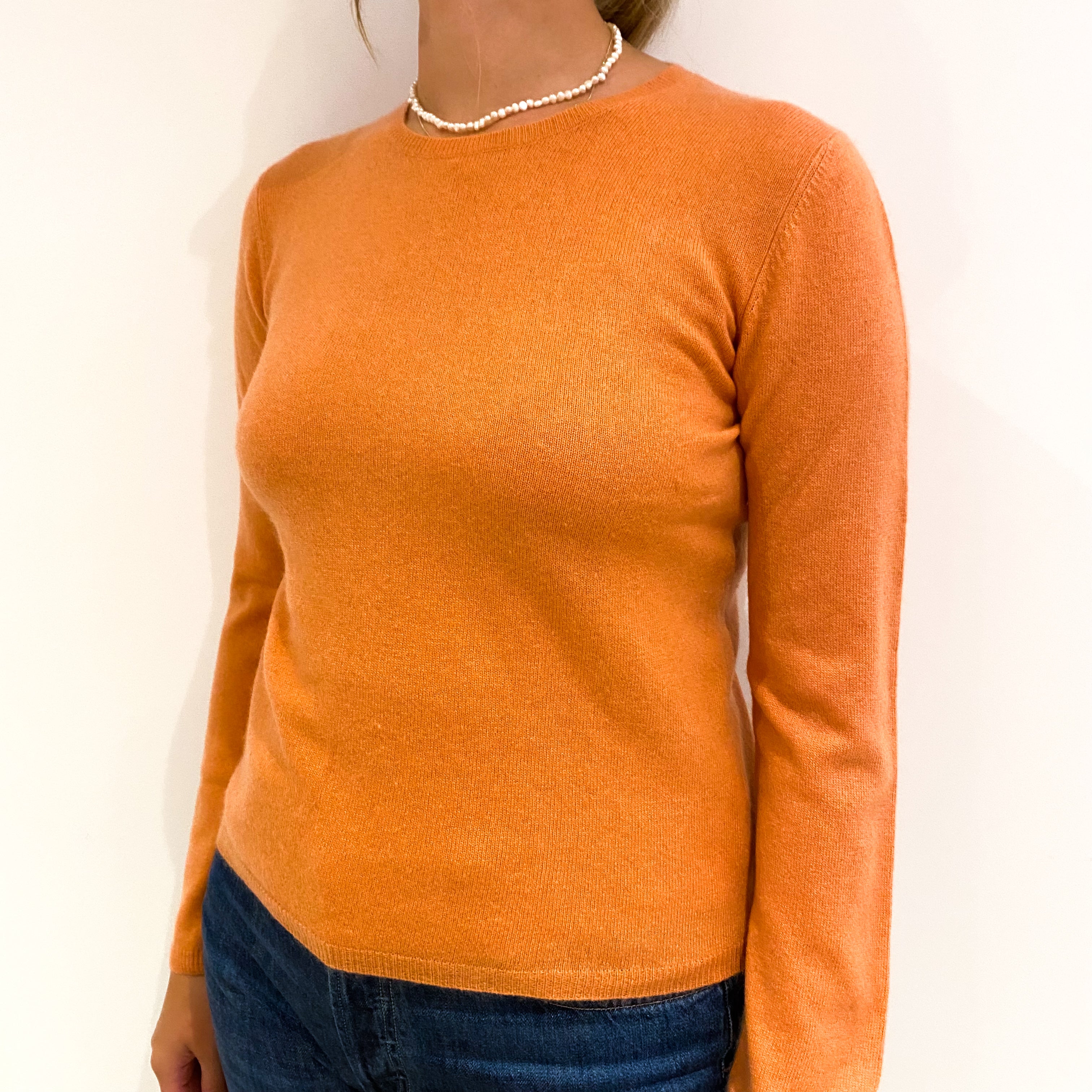 Light Coral Pink Cashmere Crew Neck Jumper Small