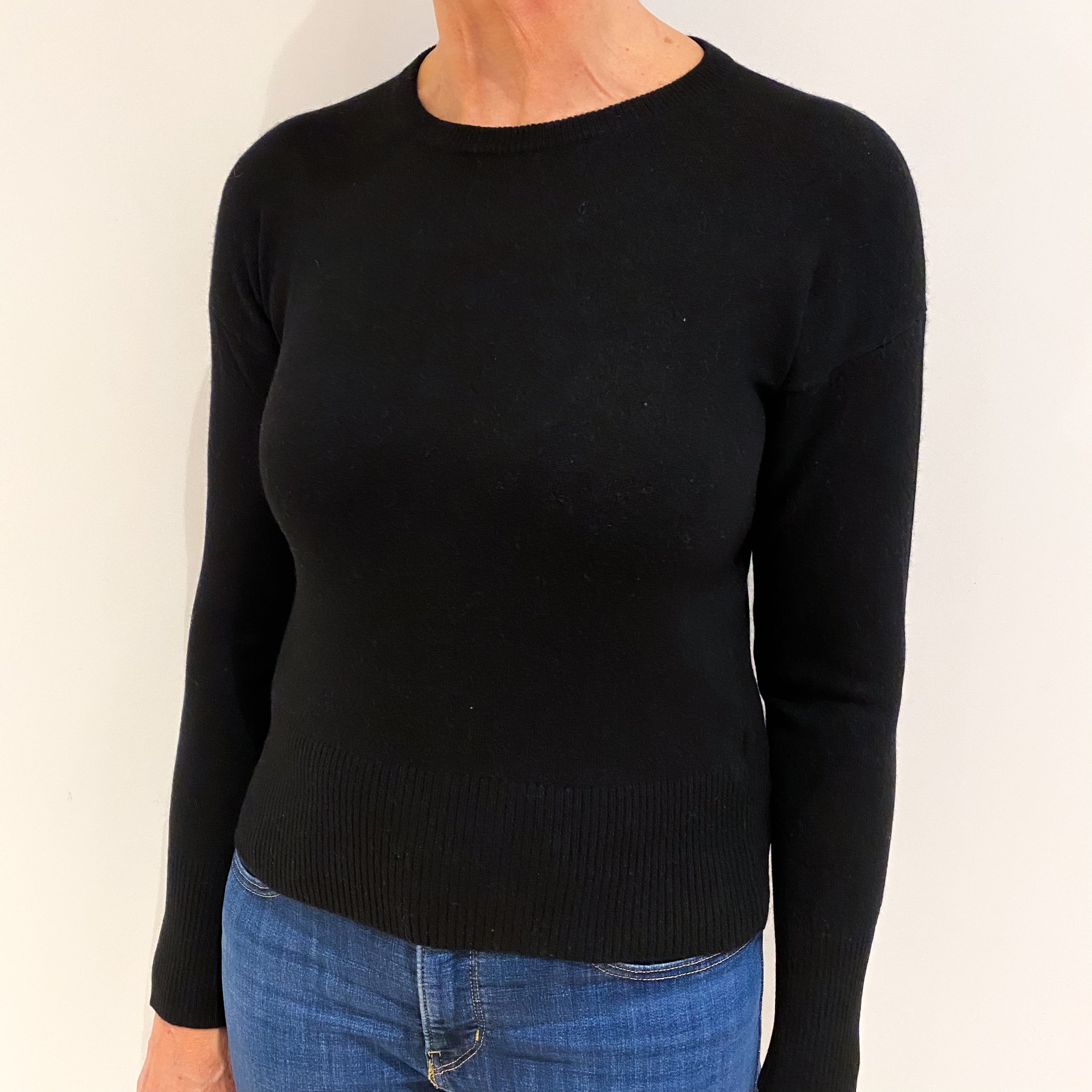 Black Cashmere Crew Neck Jumper Medium