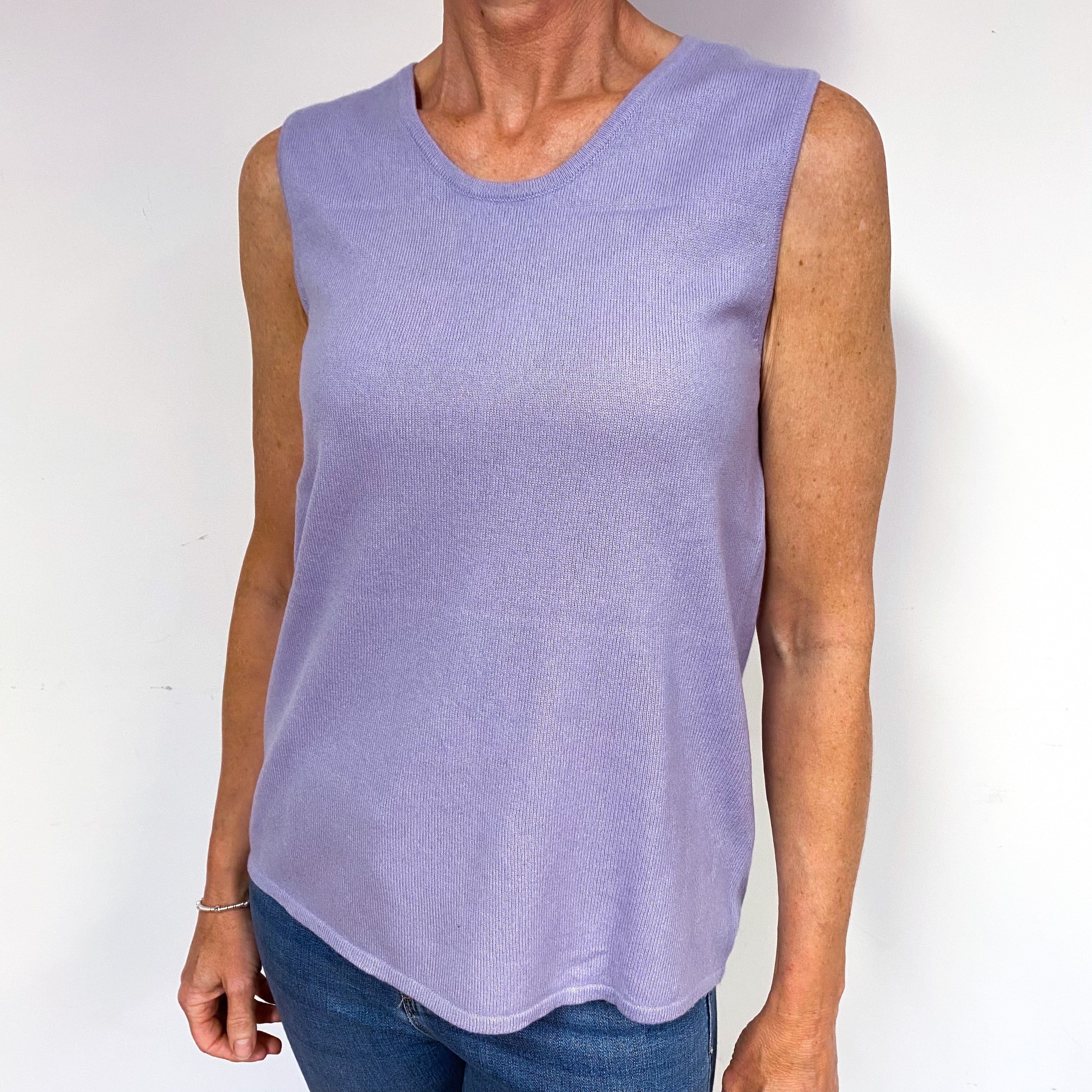 Lavender Purple Cashmere Crew Neck Tank Top Medium