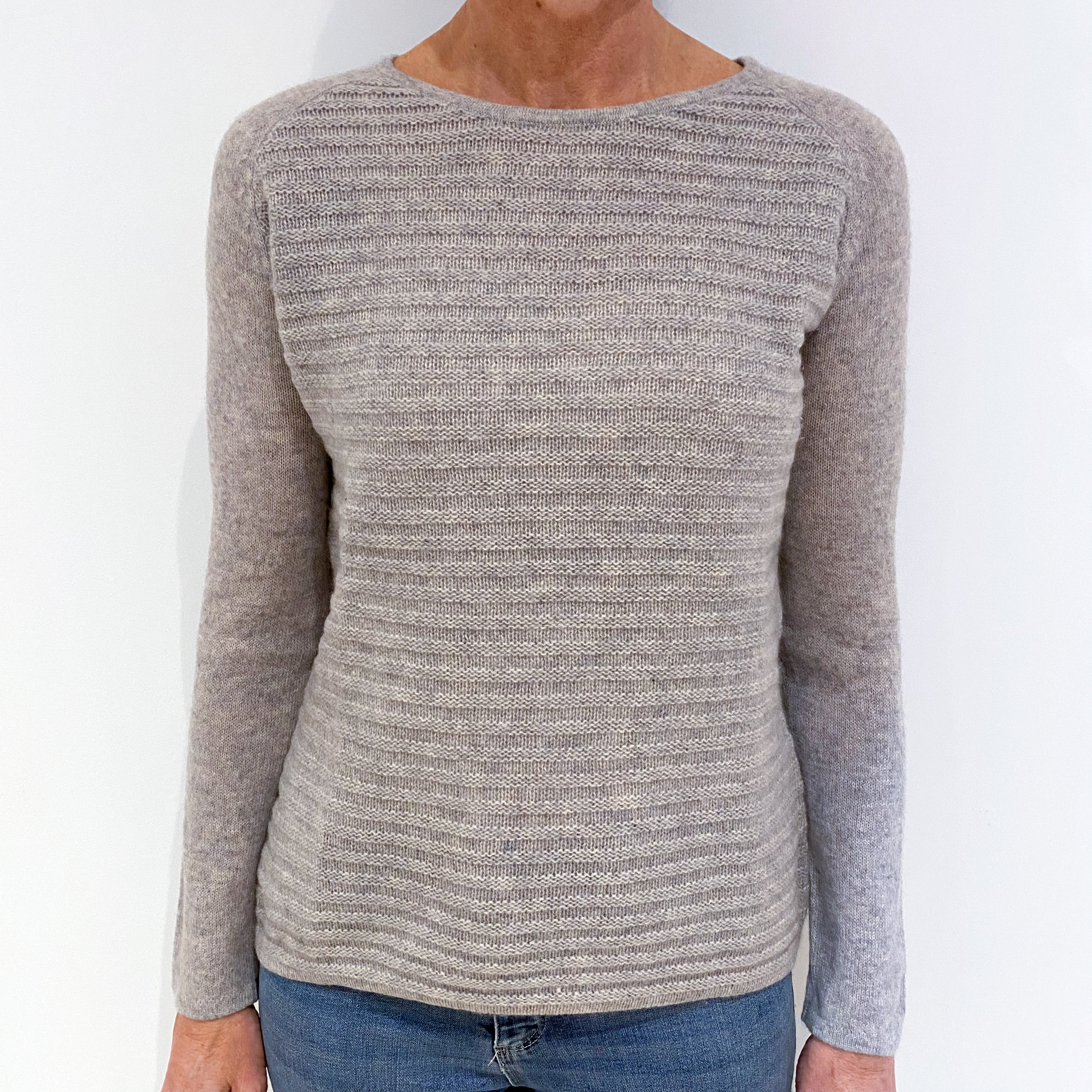 Pale Grey Blue Cashmere Crew Neck Jumper Small