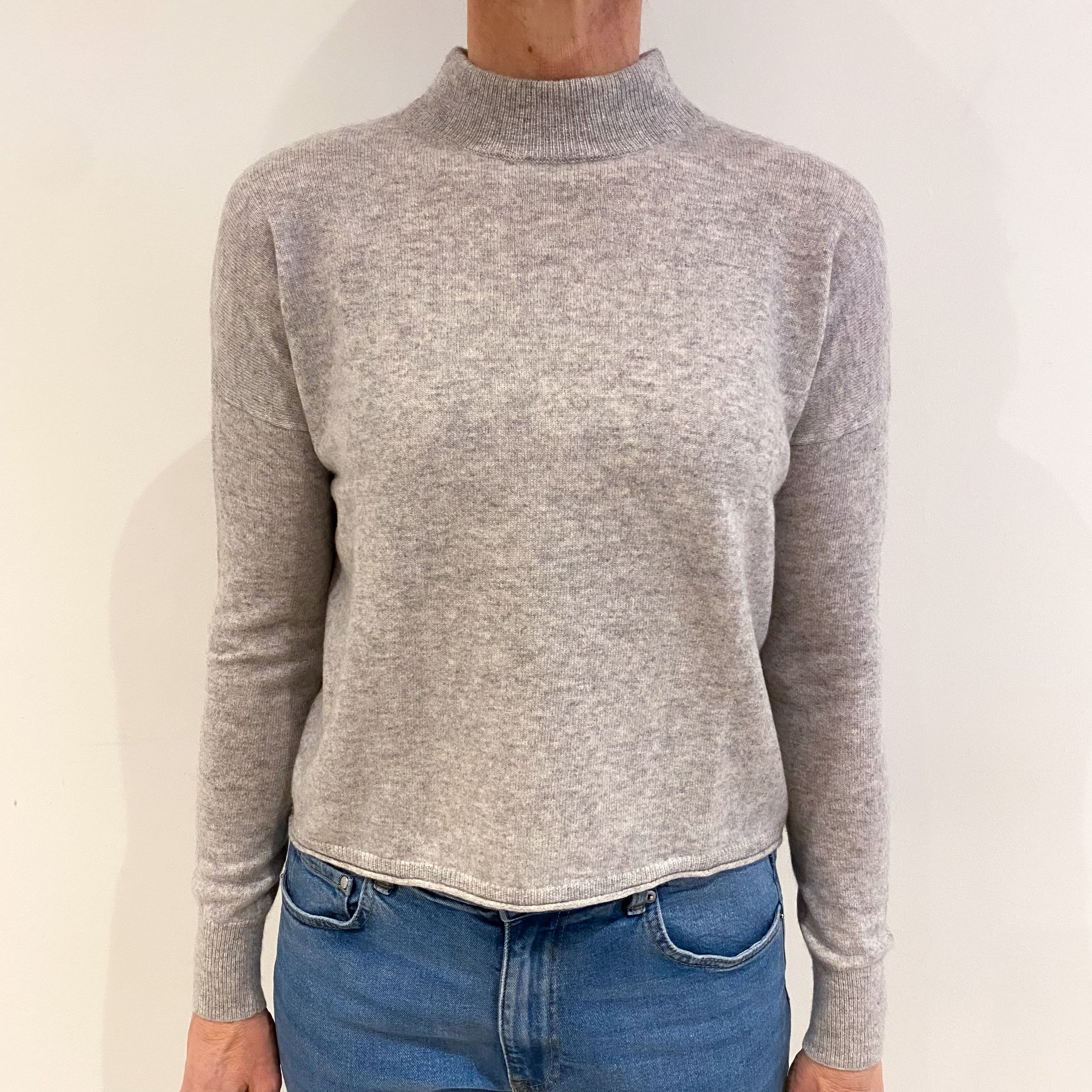 Mist Grey Cashmere Turtle Neck Jumper Small