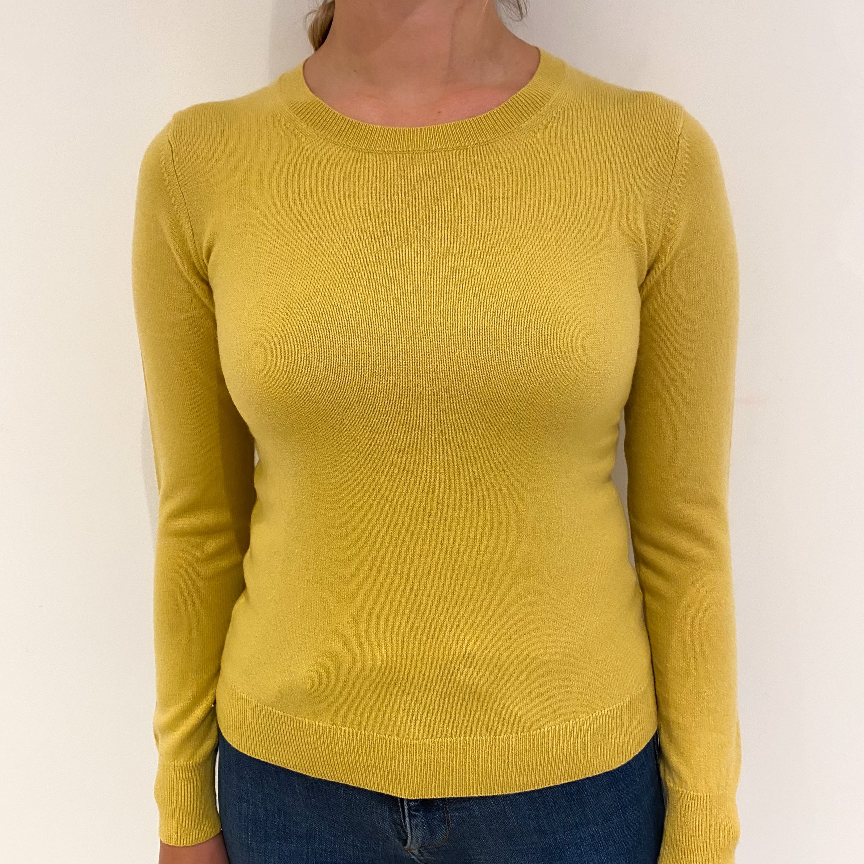Mustard Yellow Cashmere Crew Neck Jumper Small