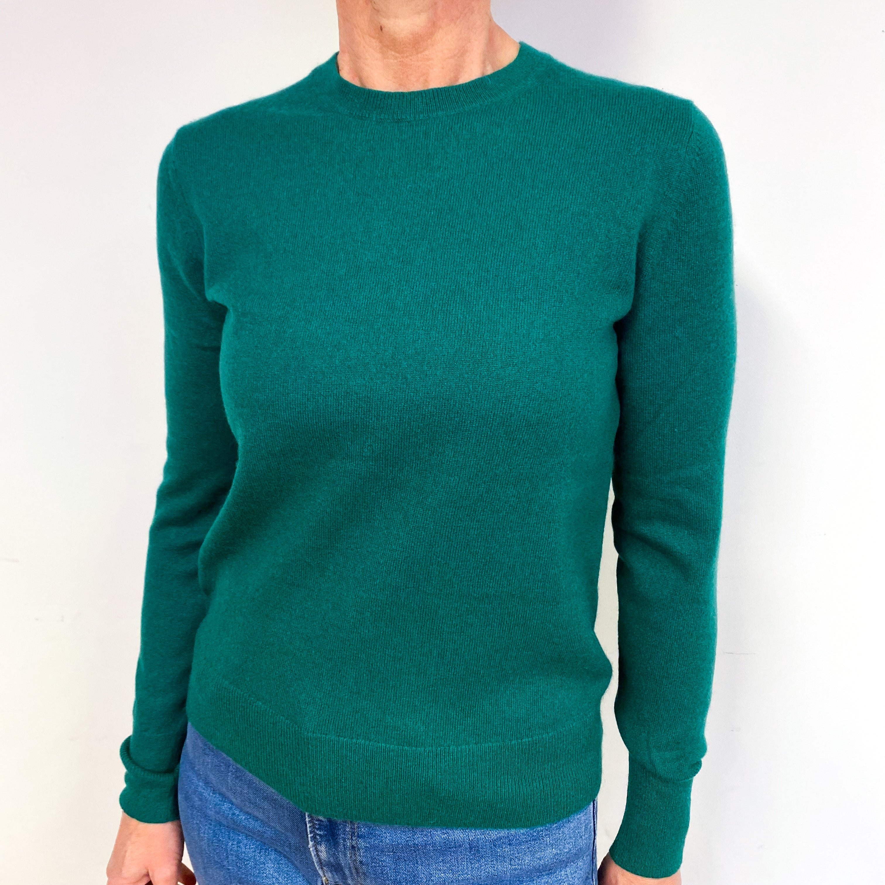 Shamrock Green Cashmere Crew Neck Jumper Medium
