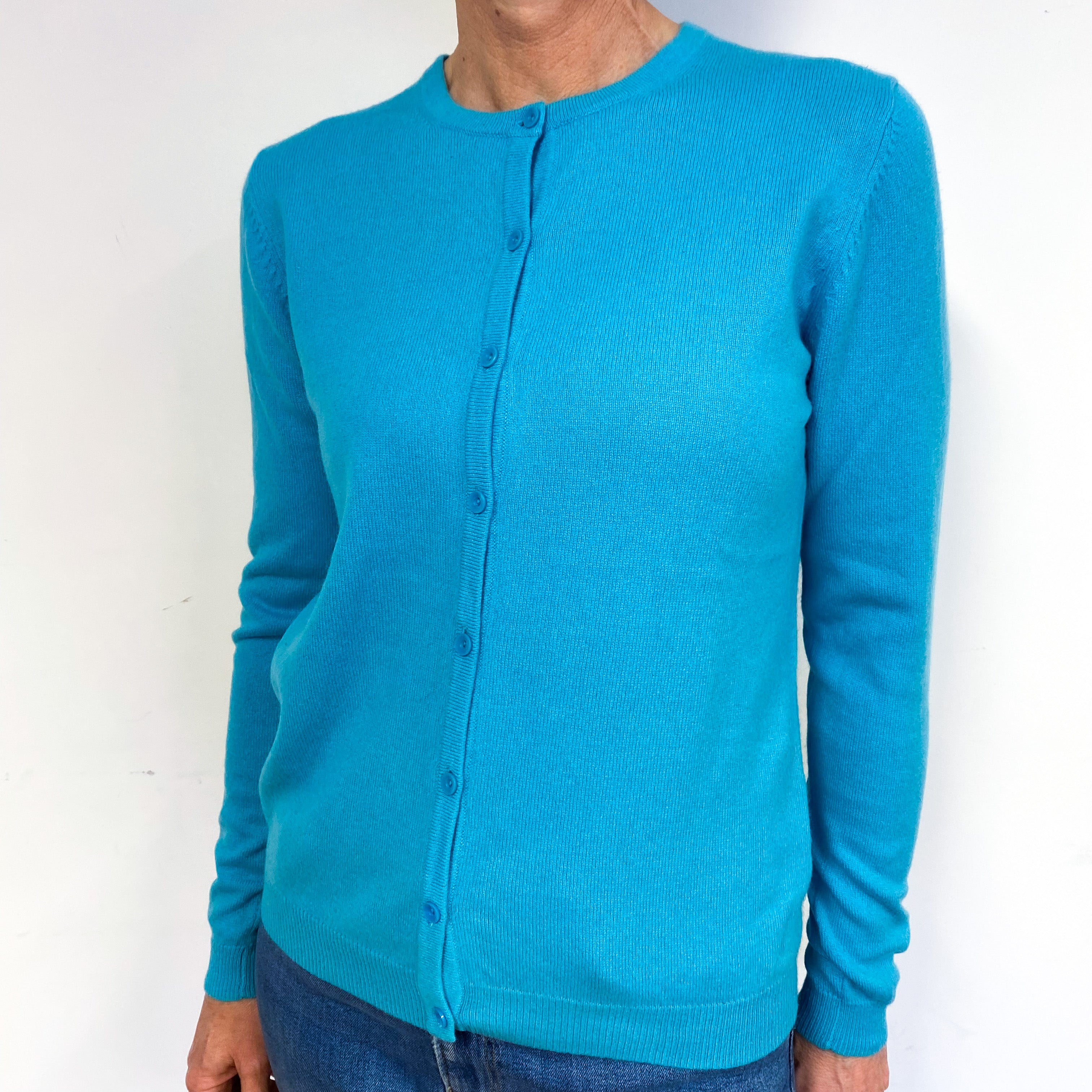 Turquoise Blue Cashmere Cardigan Medium